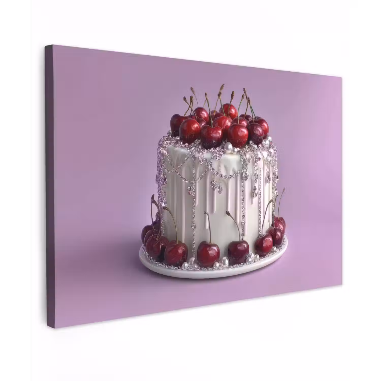 Taart - Kersen - Juwelen - Rood canvas 2cm klein -z3d