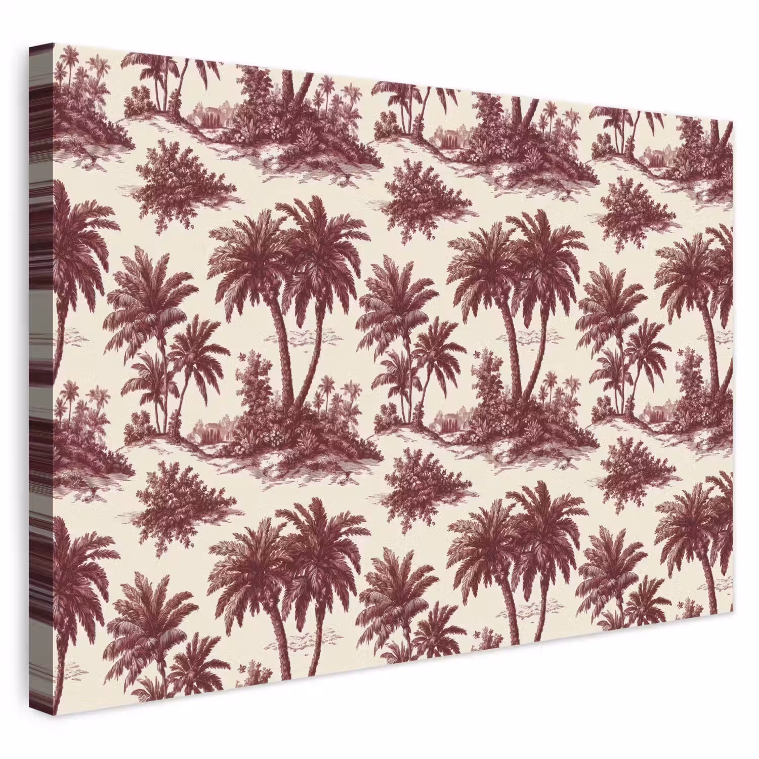 Tropisch - Geometrisch - Bordeauxrood canvas 2cm klein 34 -3d