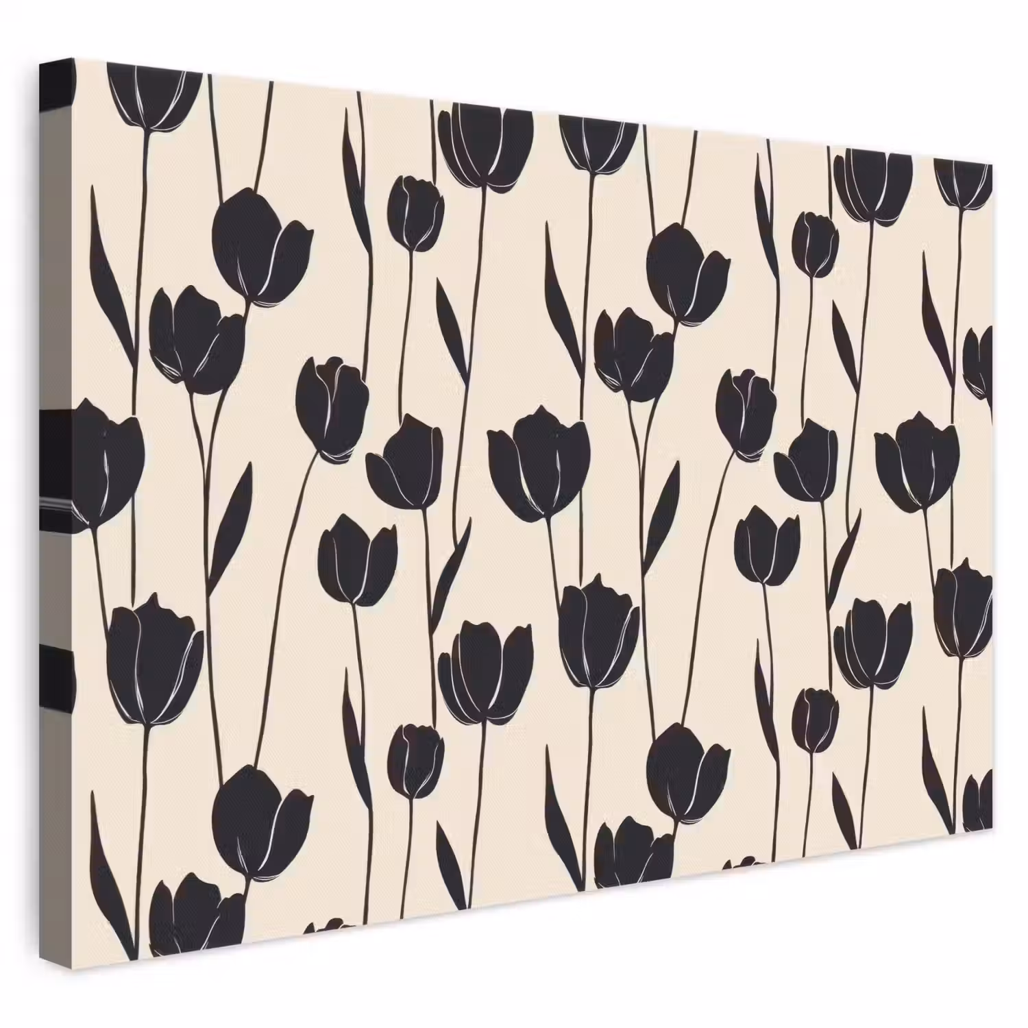 Tulpen - Patroon - Zwart canvas 2cm klein 34 -3d