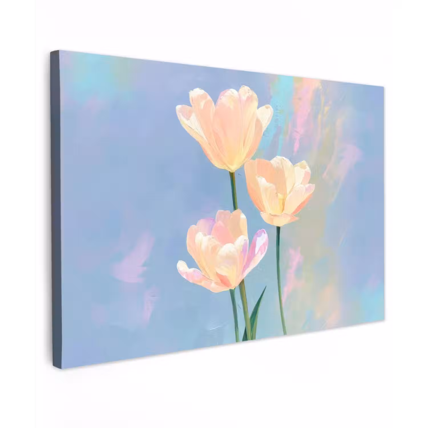 Tulpen - Roze accenten - Blauw canvas 2cm klein -z3d