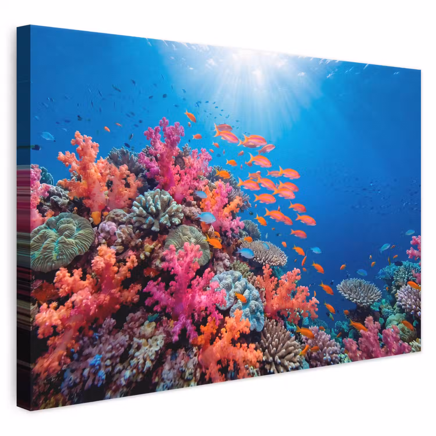 Onderwater - Koraalrif - Vissen - Oceaan - Natuur canvas 2cm klein -3d