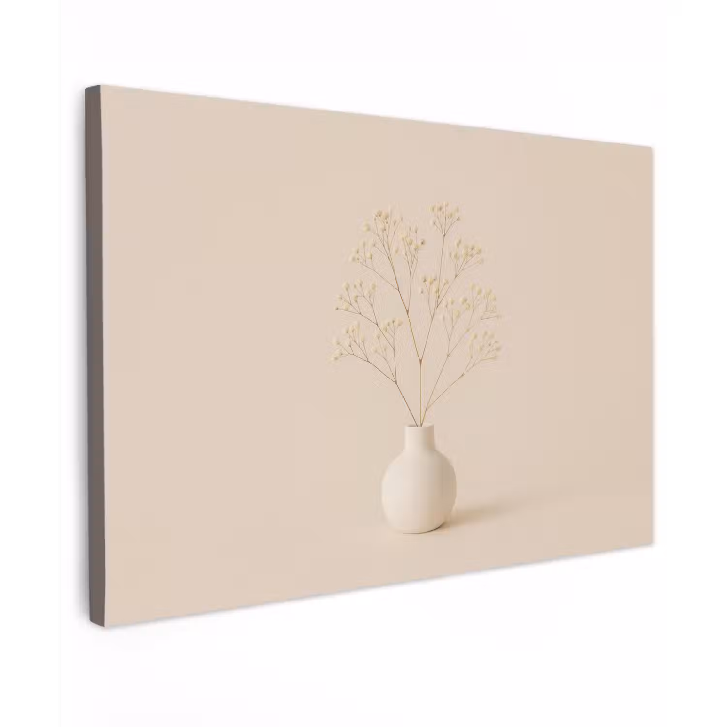 Vaas - Takken - Bloemetjes - Wit canvas 2cm klein -z3d