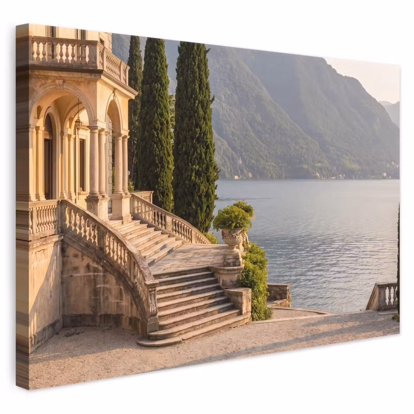 Leinwandbild - Villa – Wasser – Treppen - Villa - water -trappen canvas 2cm klein