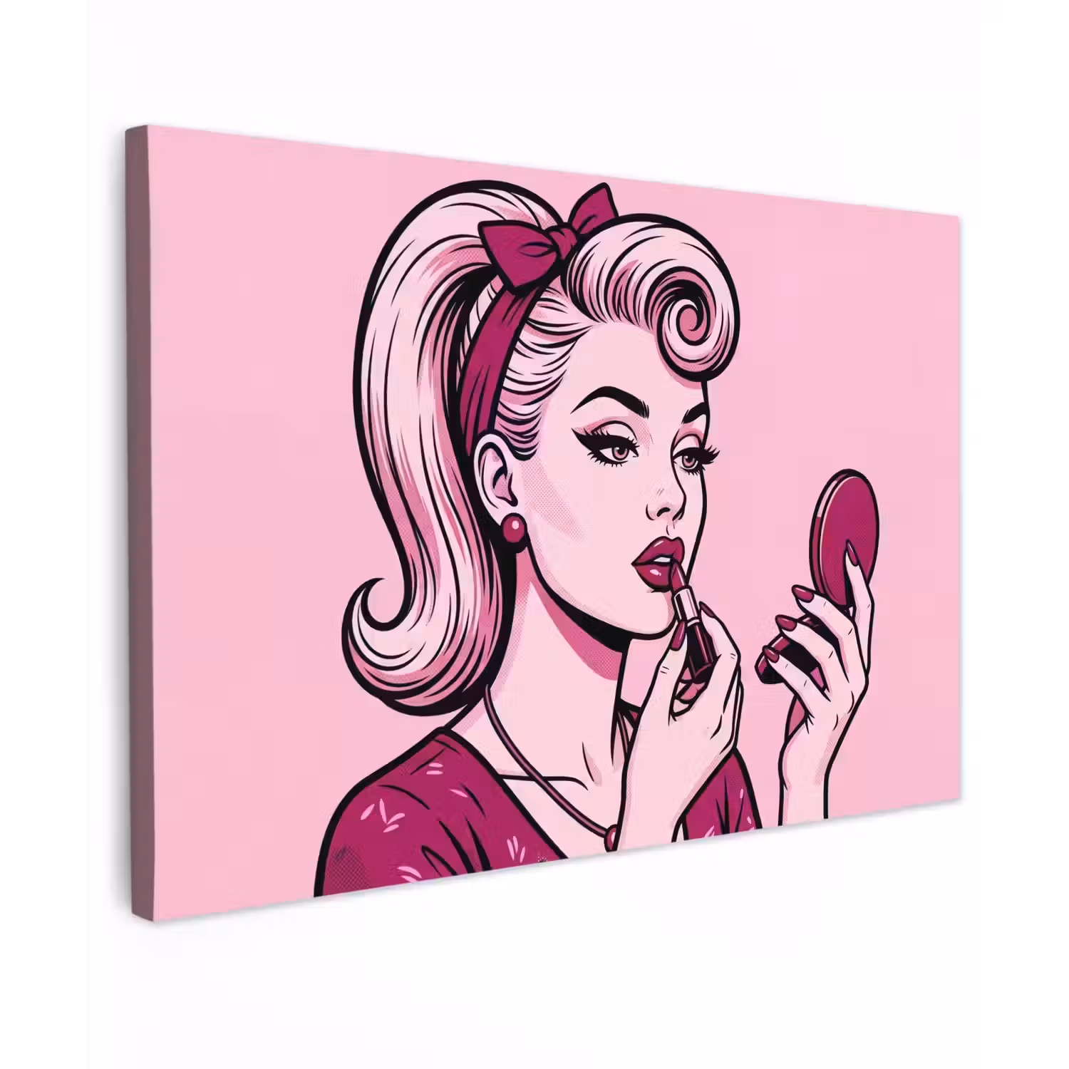 Vintage - Vrouw - Roze canvas 2cm klein -z3d