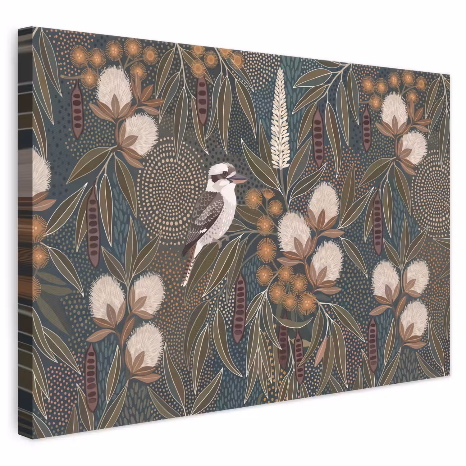 Vogel - Bladeren - Natuur - Illustratie - Groen canvas 2cm klein -3d