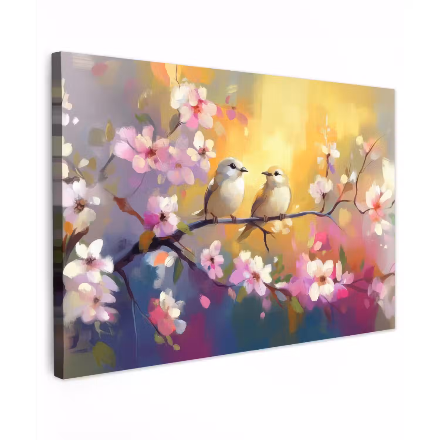 Vogels - Bloemen - Roze canvas 2cm klein -z3d