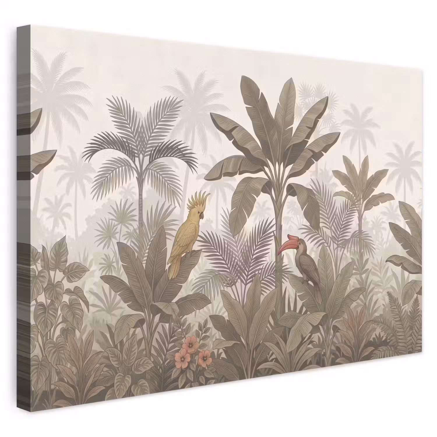 Vogel - Jungle - Tropisch - Illustratie - Groen canvas 2cm klein -3d