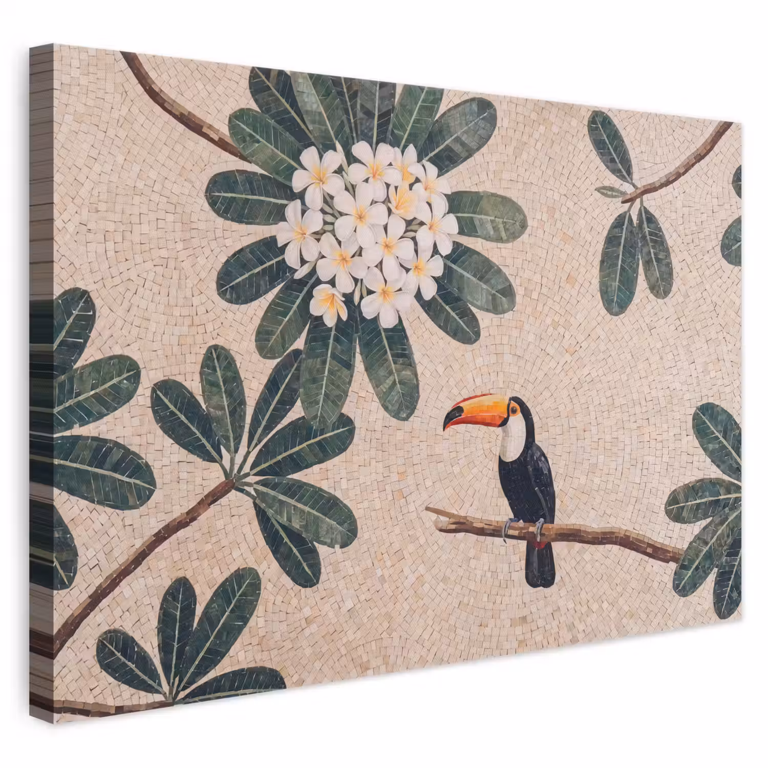 Vogel - Mozaïek - Tropisch - Natuur - Kleurrijk canvas 2cm klein -3d