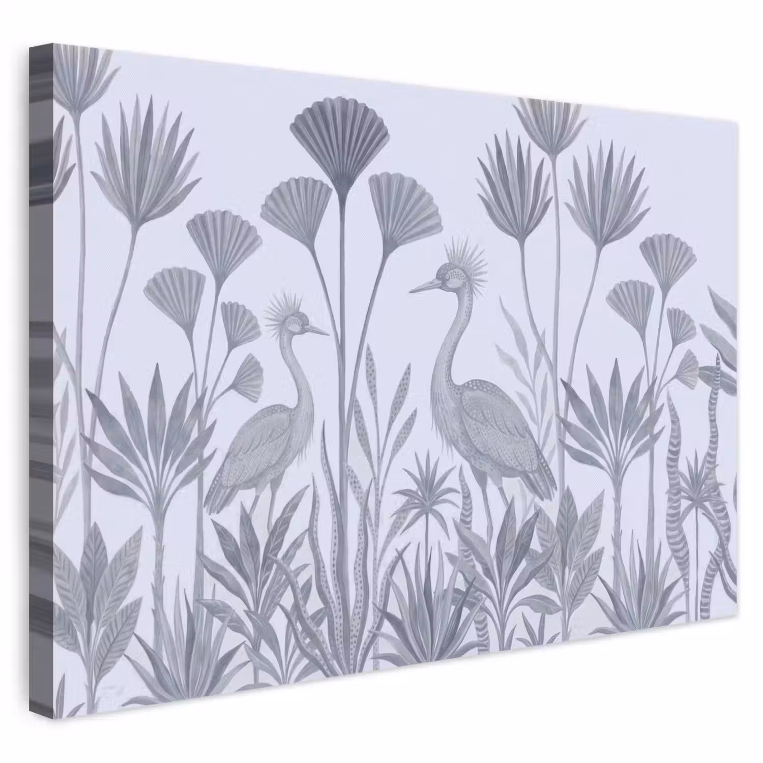 Vogel - Tropisch - Illustratie - Blauwgrijs - Natuur canvas 2cm klein -3d