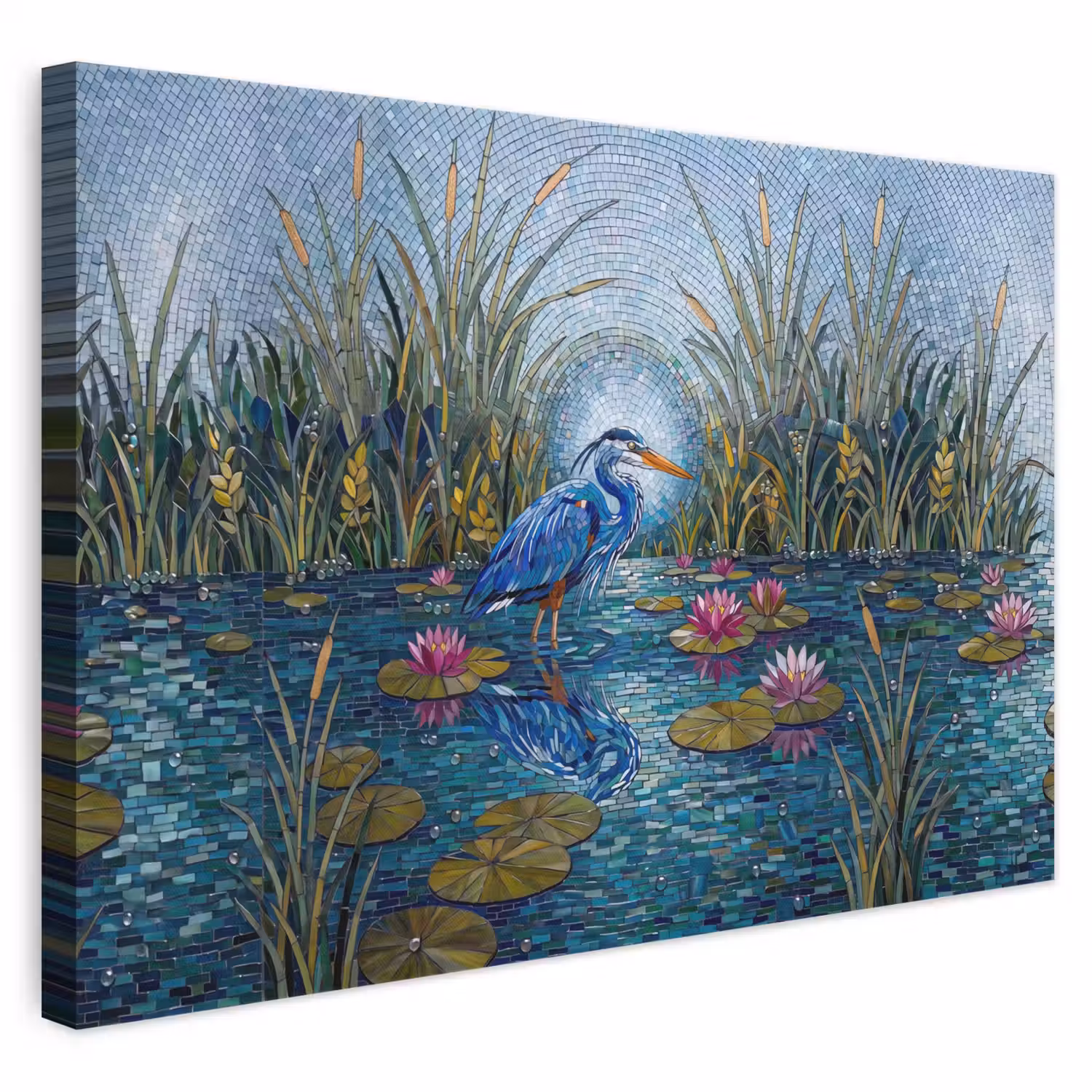 Vogel - Water - Natuur - Abstract - Blauw canvas 2cm klein -3d