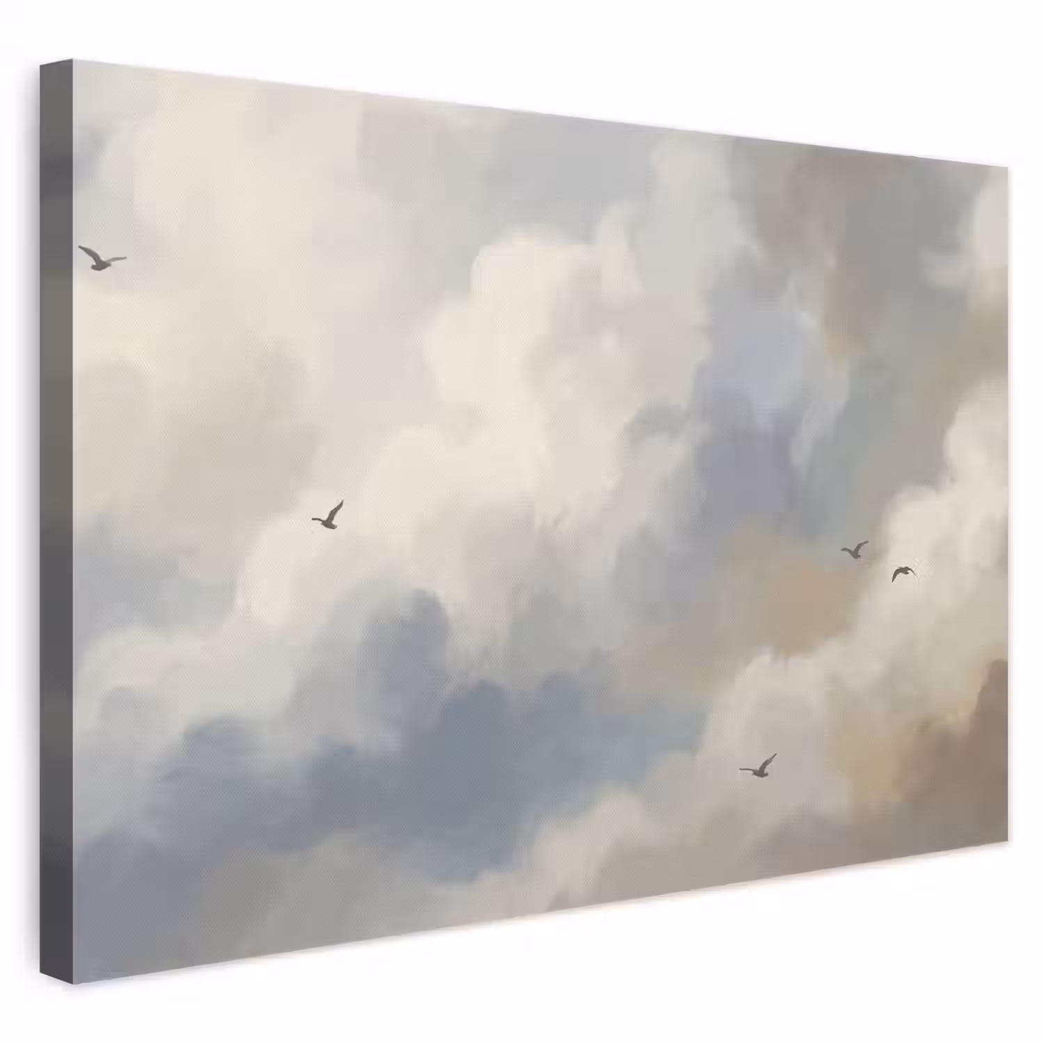 Vogel - Wolken - Natuur - Modern - Grijs canvas 2cm klein -3d