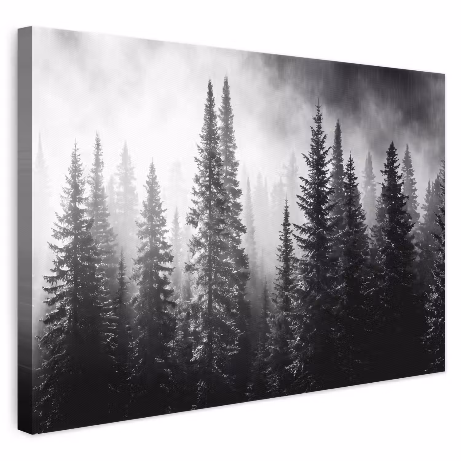 Bos - Mist - Winter - Monochroom - Natuur canvas 2cm klein -3d