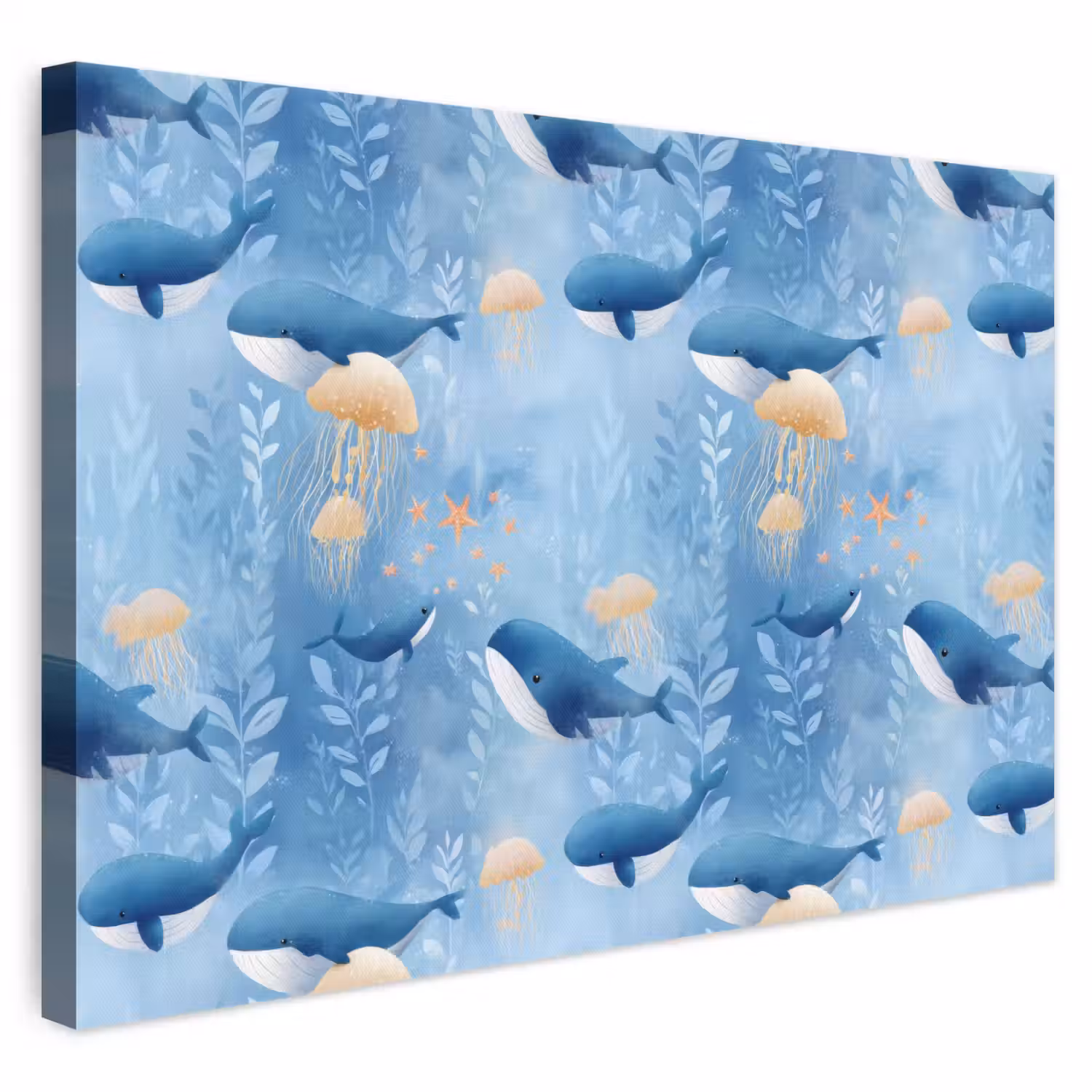 Walvissen - Oceaan - Blauw canvas 2cm klein 34 -3d