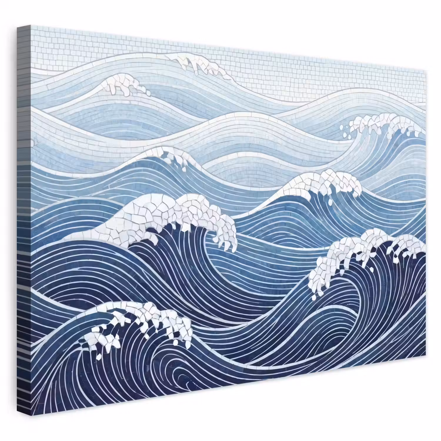 Water - Mozaïek - Landschap - Modern - Blauw canvas 2cm klein -3d