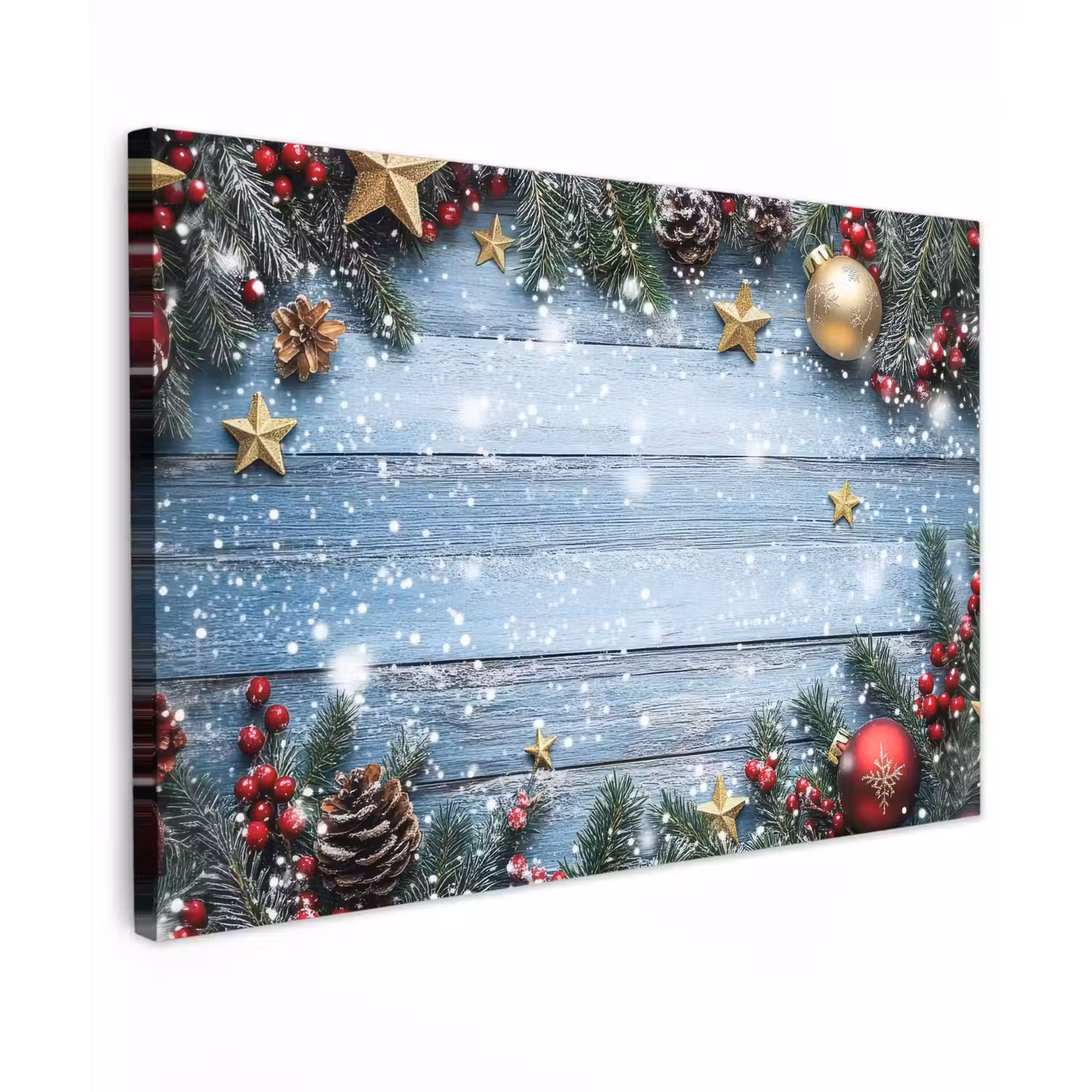 Kerstomlijsting - Sneeuw - Meerkleurig canvas 2cm klein -z3d