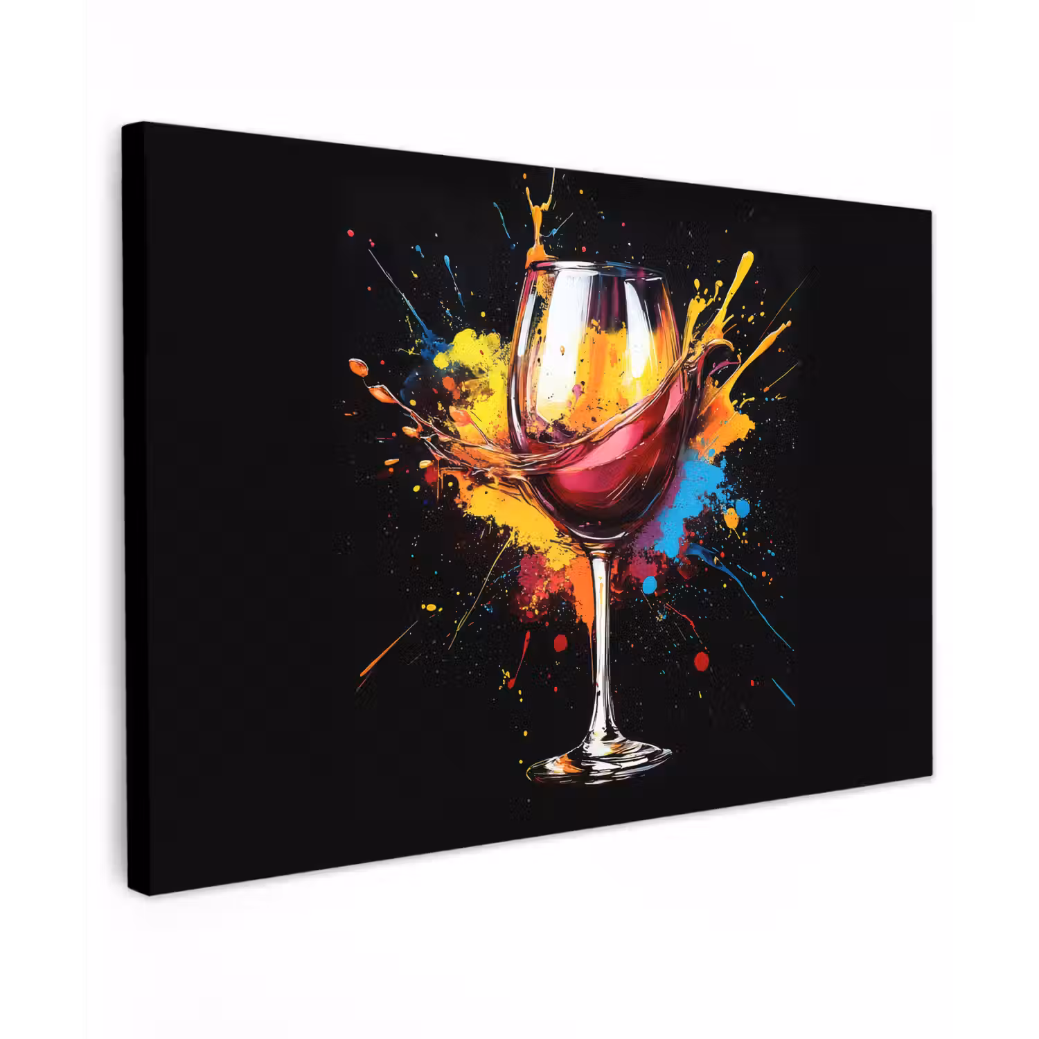 Wijn - Glas - Graffiti - Borrel - Rood - Verf canvas 2cm klein -z3d