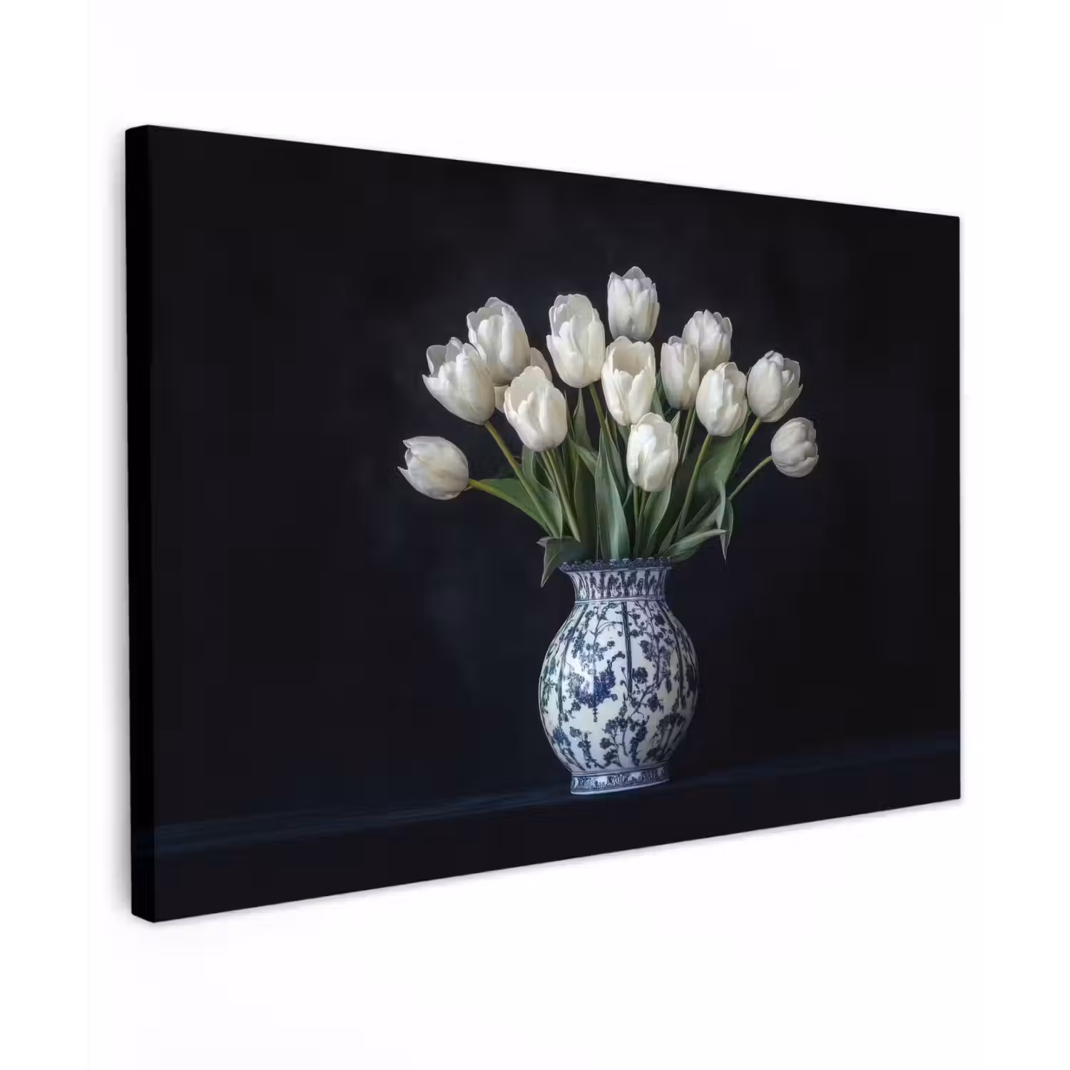 Wit - Bloemen - Tulpen - Vaas canvas 2cm klein -z3d