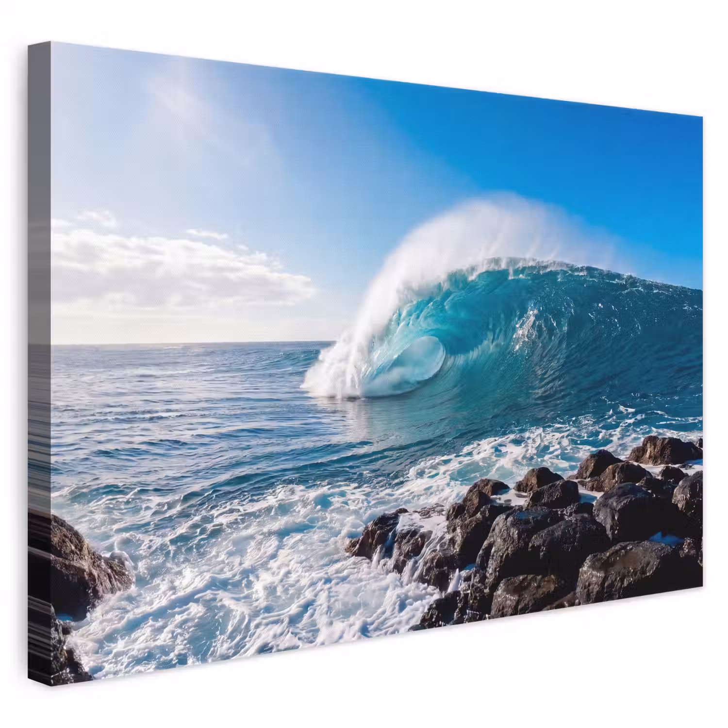 Golf - Oceaan - Brekend - Water - Blauw canvas 2cm klein -3d