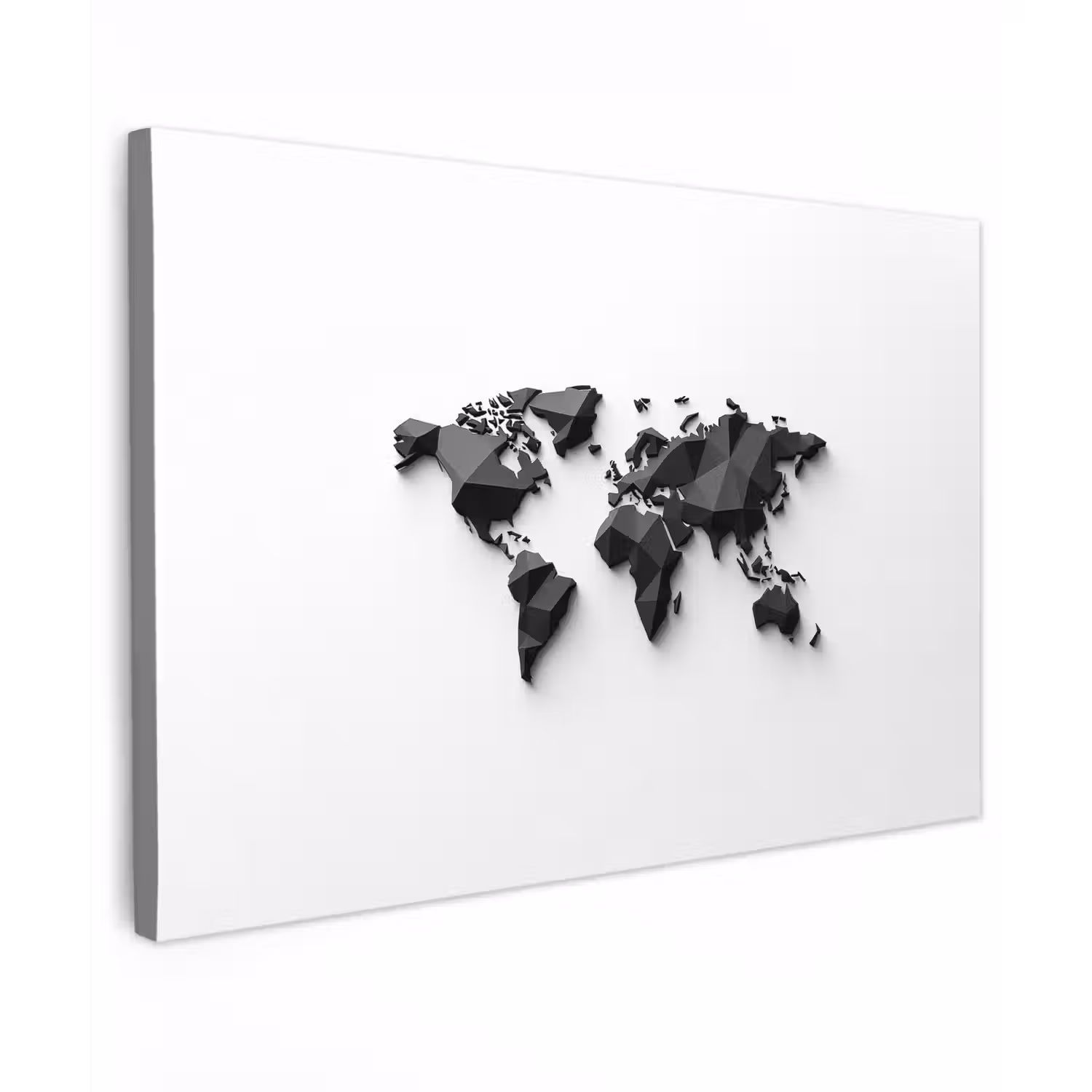Wereldkaart - 3D - Zwart canvas 2cm klein -z3d