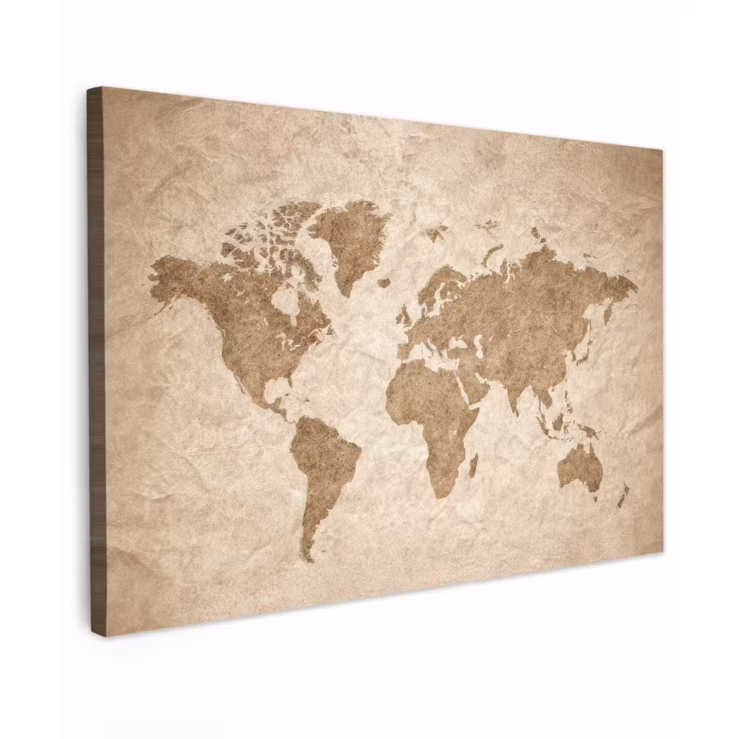 Wereldkaart - Oud papier - Historisch canvas 2cm klein -z3d