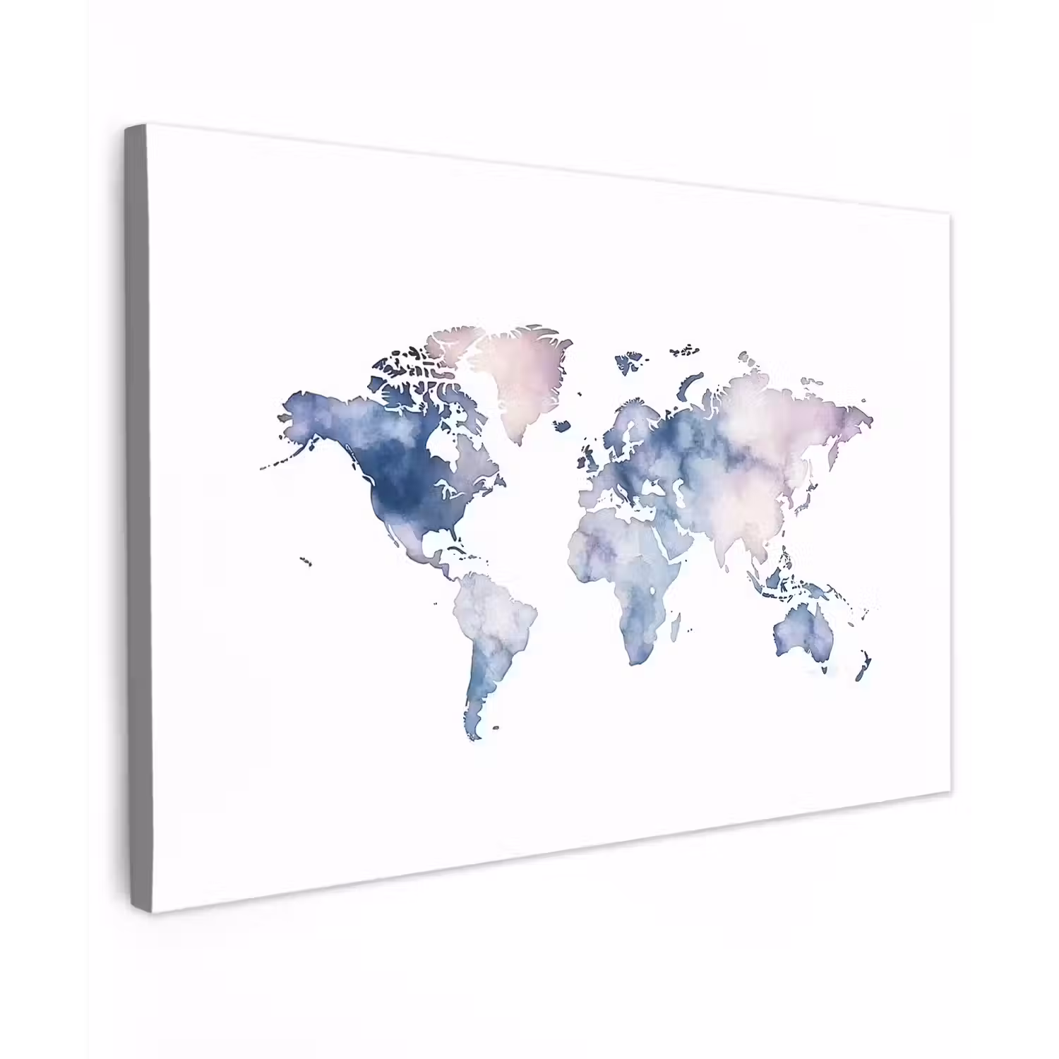 Wereldkaart - Aquarel - Pastel canvas 2cm klein -z3d
