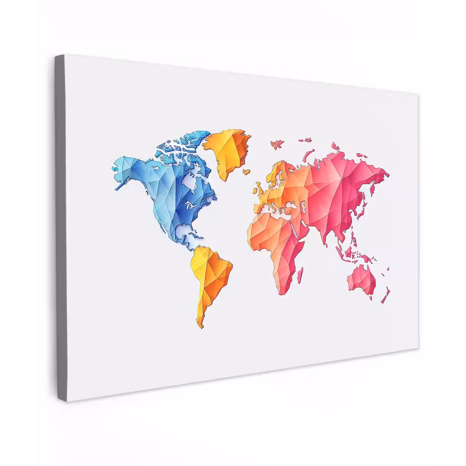 Wereldkaart - Kleurrijk - Geometrisch canvas 2cm klein -z3d