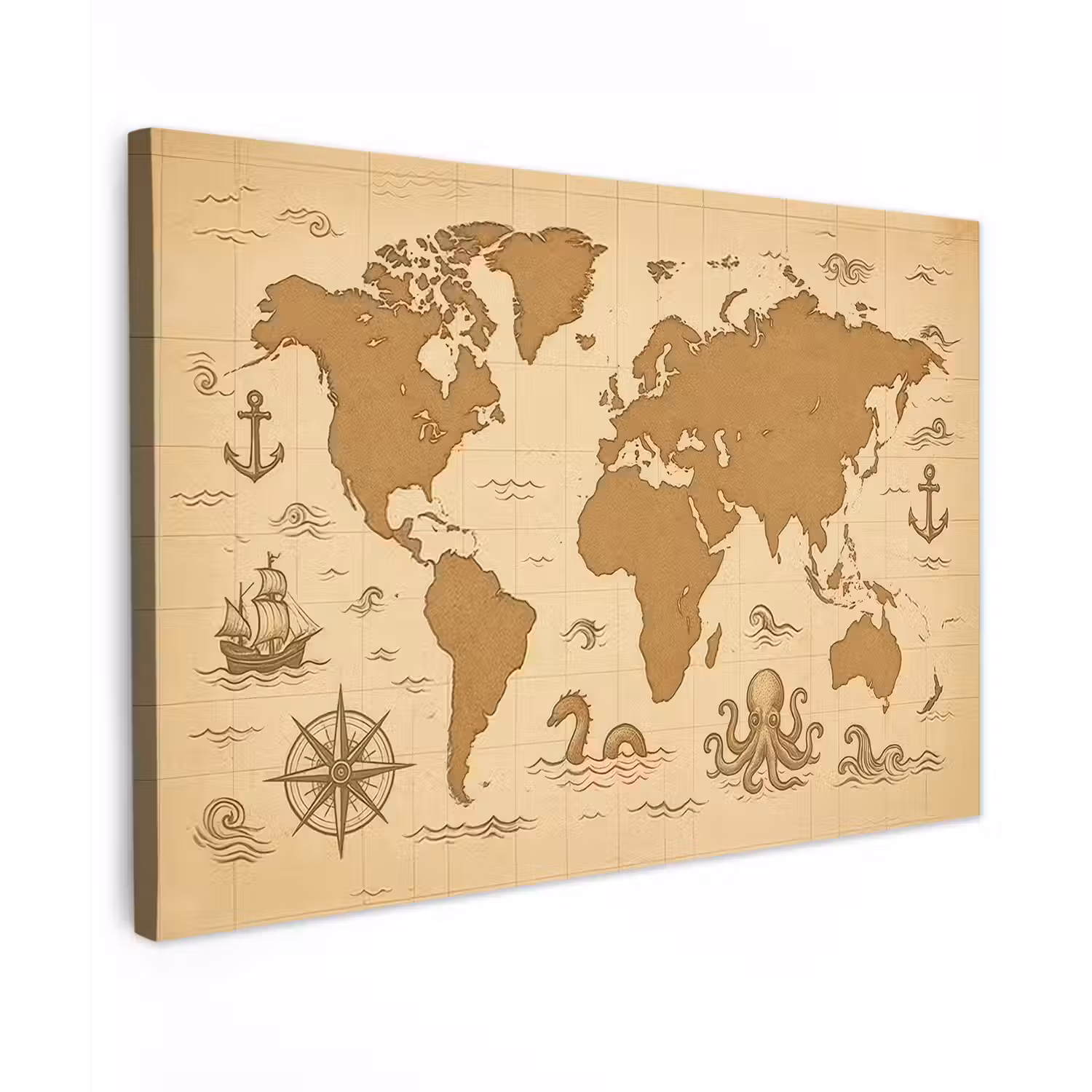 Wereldkaart - Decoratief - - Avontuurlijk canvas 2cm klein -z3d