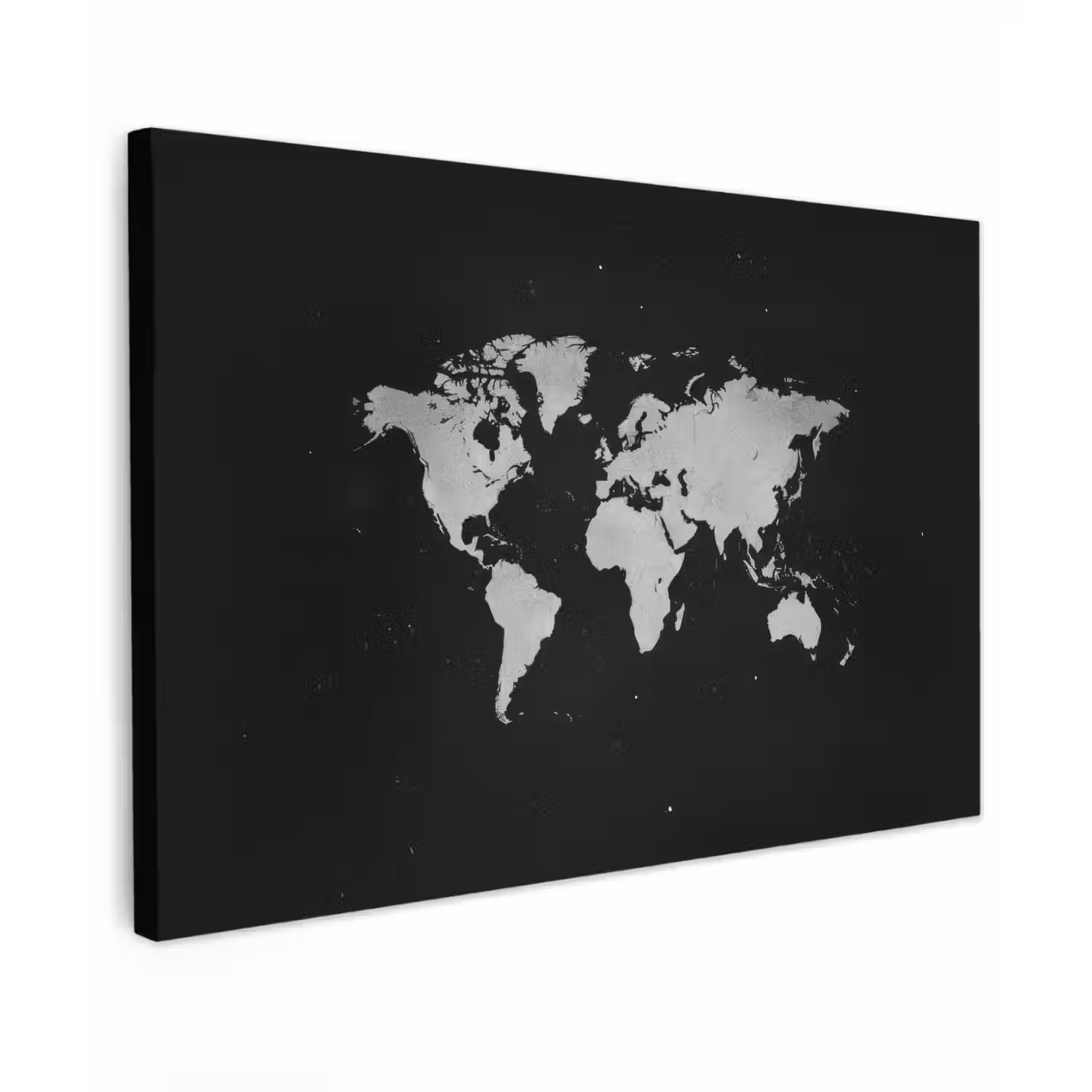 Wereldkaart - Duister - Wit canvas 2cm klein -z3d