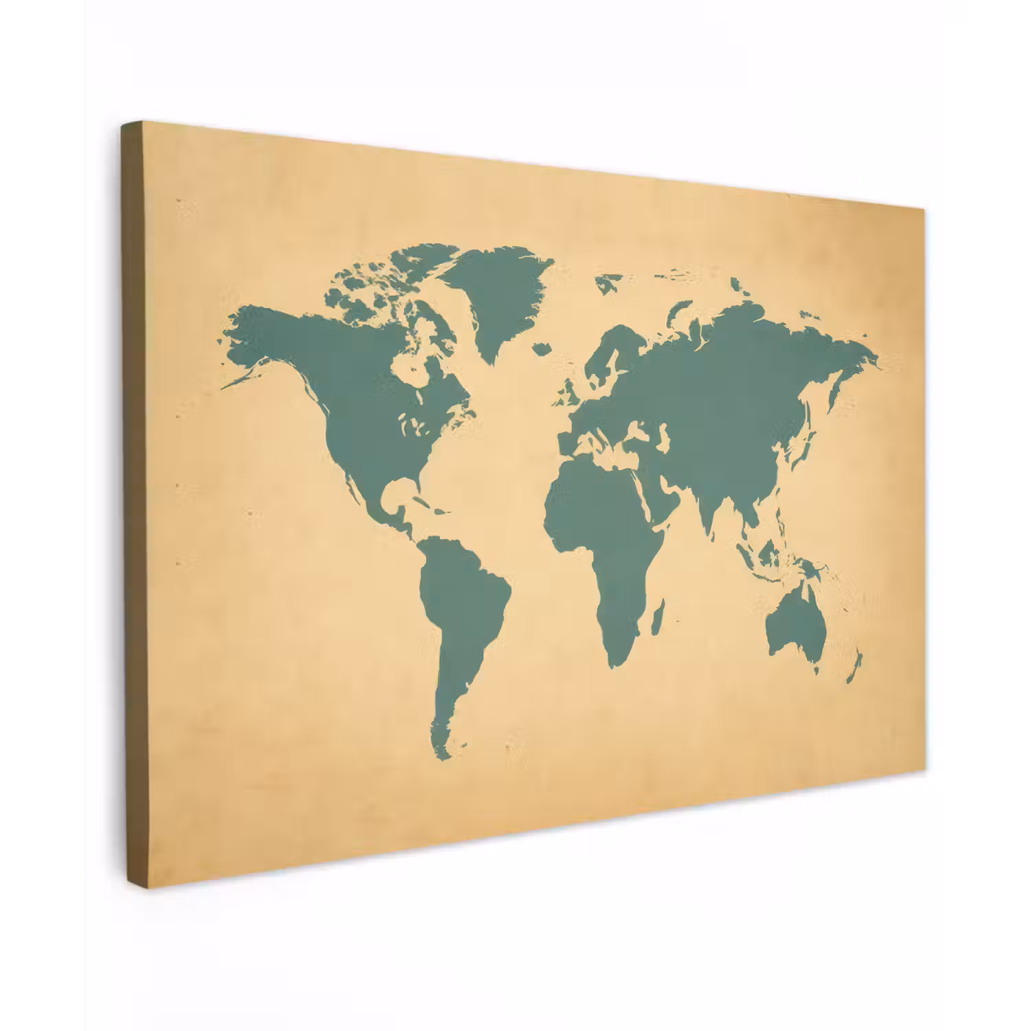 Wereldkaart - Egaal groen - Minimalistisch canvas 2cm klein -z3d