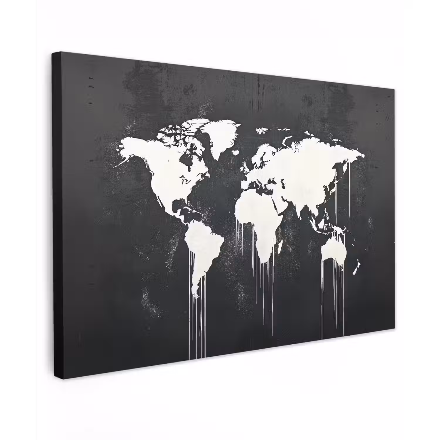Wereldkaart - Verf - Wit canvas 2cm klein -z3d