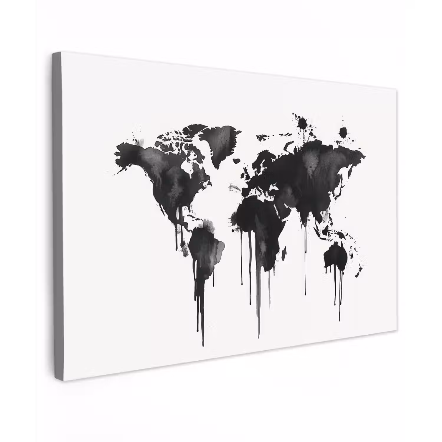 Wereldkaart - Graffiti - Zwart canvas 2cm klein -z3d