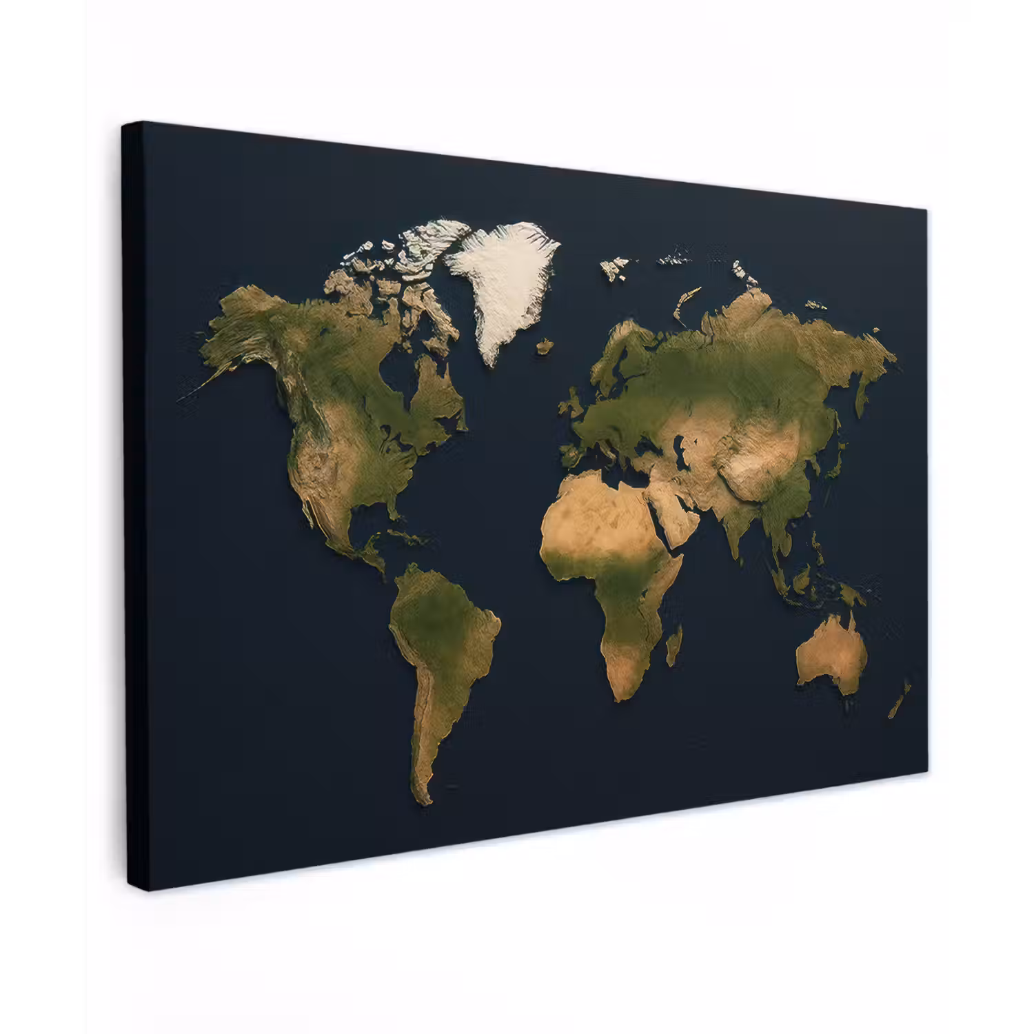 Wereldkaart - Contrast - Minimalistisch - Blauw canvas 2cm klein -z3d