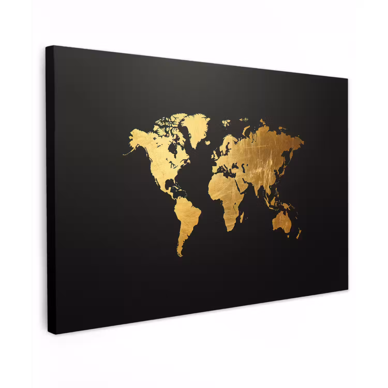 Wereldkaart - Krasstructuur - Zwart canvas 2cm klein -z3d