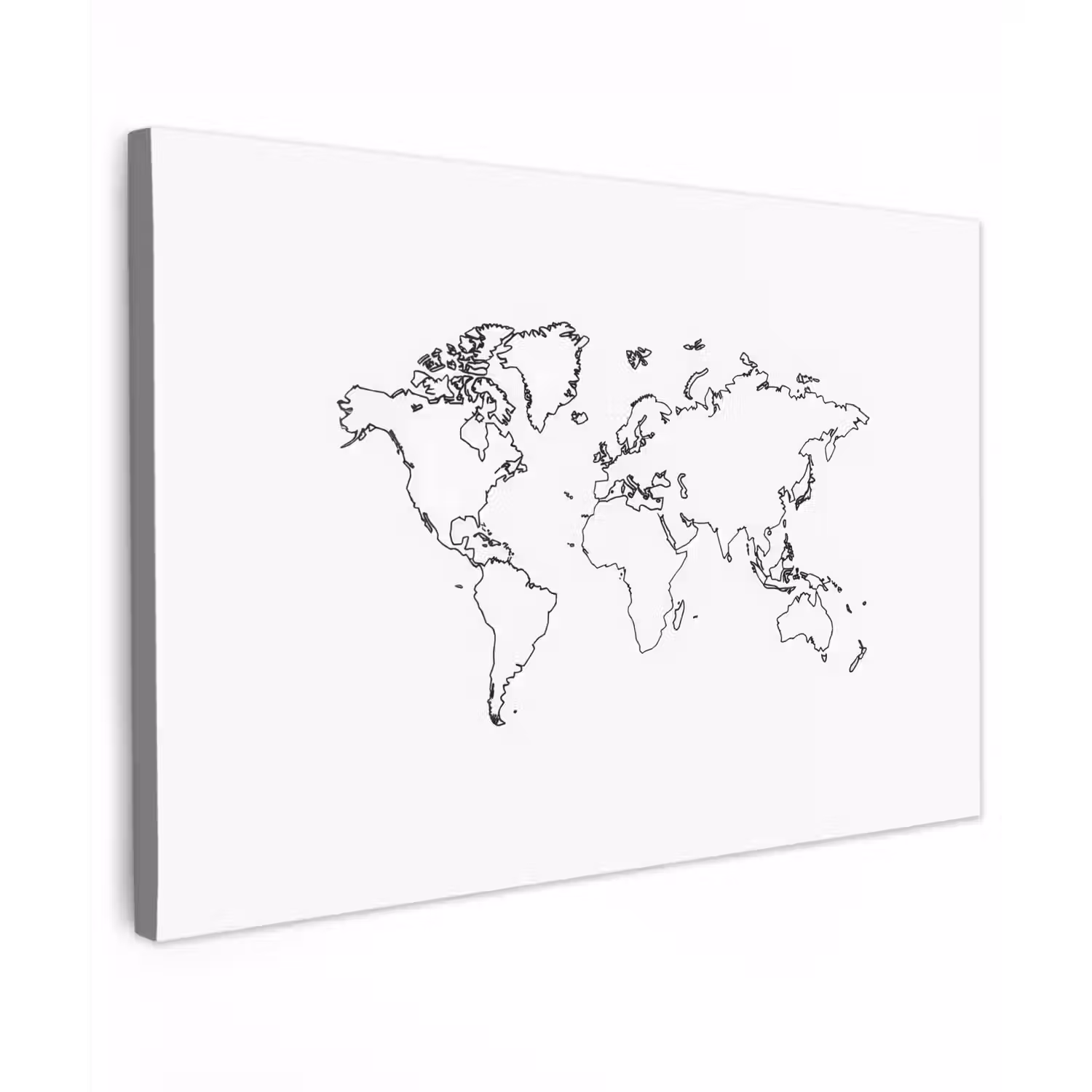 Wereldkaart - Lijnen - Wit canvas 2cm klein -z3d