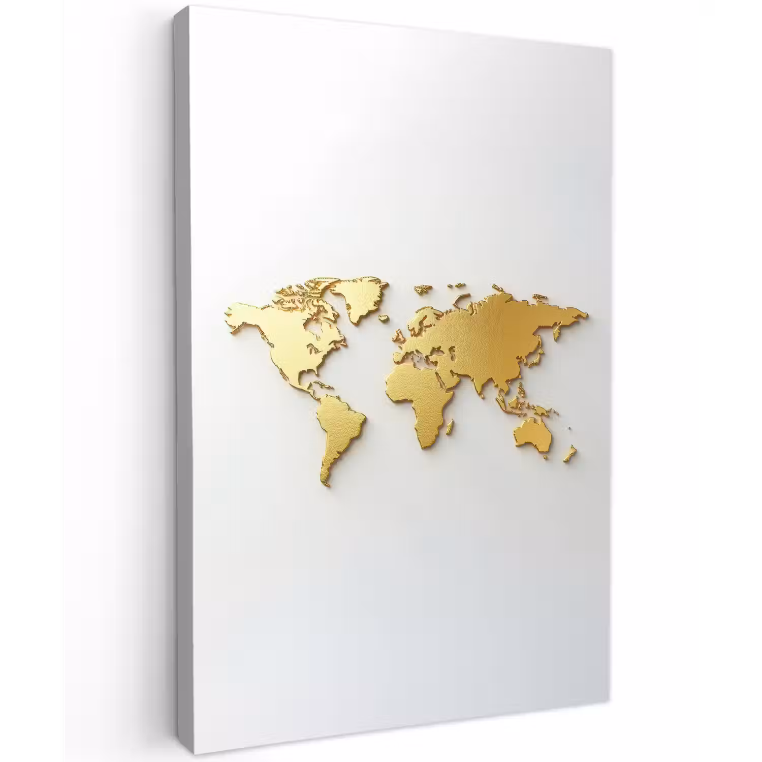 Wereldkaart - Luxe uitstraling - Glanzend goud canvas 2cm klein -z3d