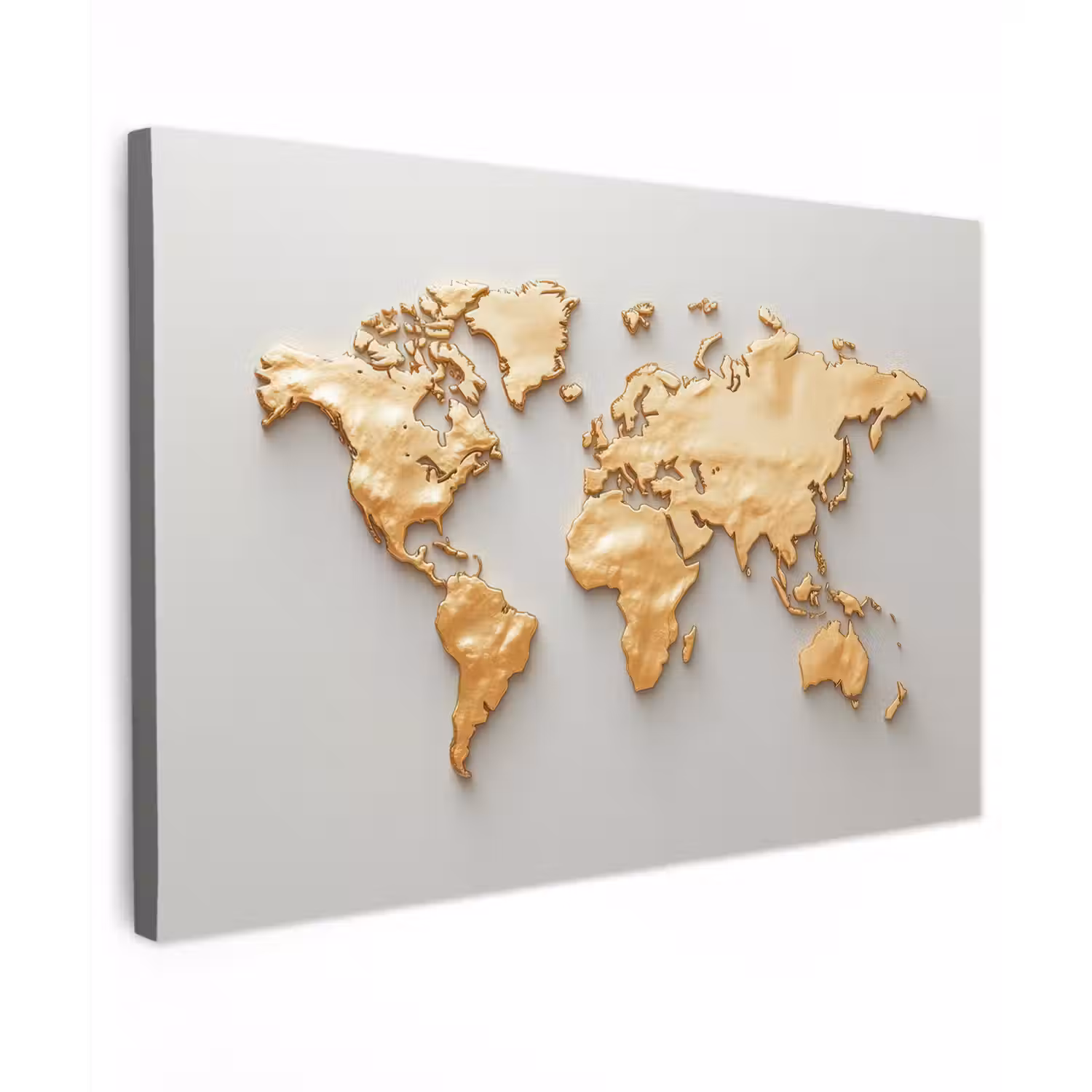 Wereldkaart - Luxe uitstraling - Wit canvas 2cm klein -z3d