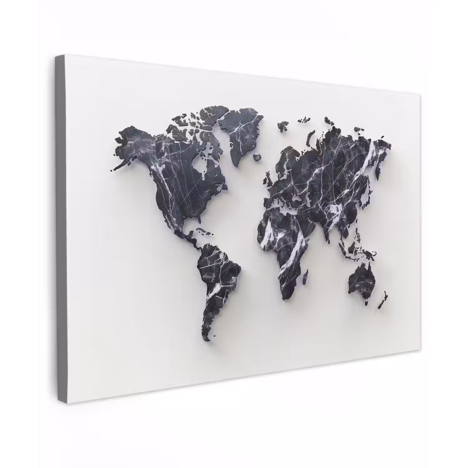 Wereldkaart - Marmer - Modern canvas 2cm klein -z3d