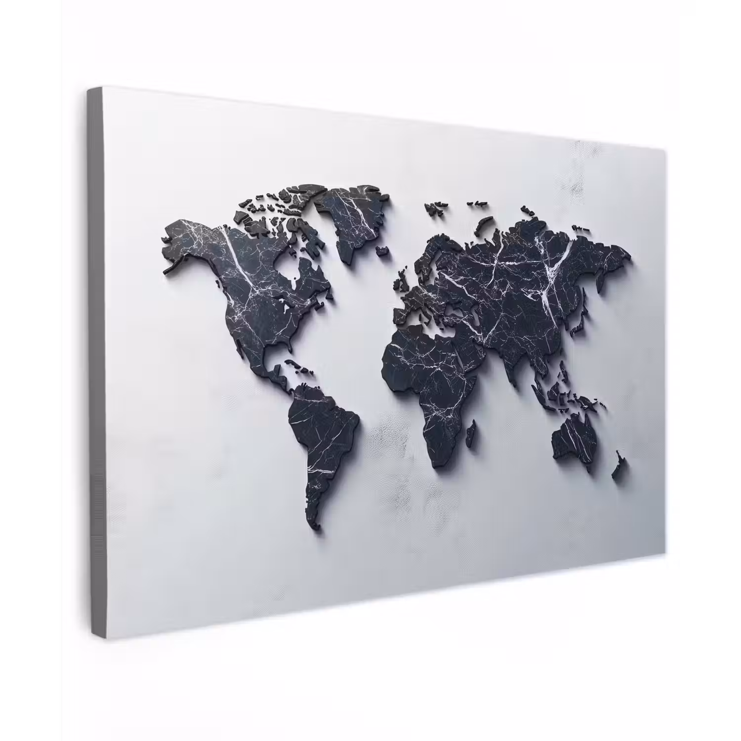 Wereldkaart - Marmer - Ruwe achtergrond canvas 2cm klein -z3d