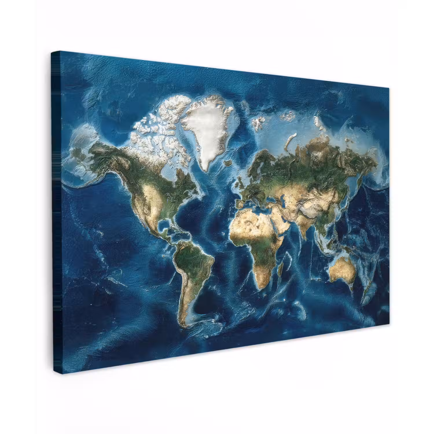 Wereldkaart - Natuurlijk - Goud canvas 2cm klein -z3d
