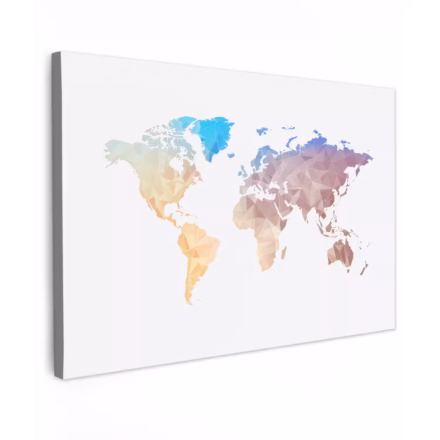 Wereldkaart - Pastel - Geometrie canvas 2cm klein -z3d