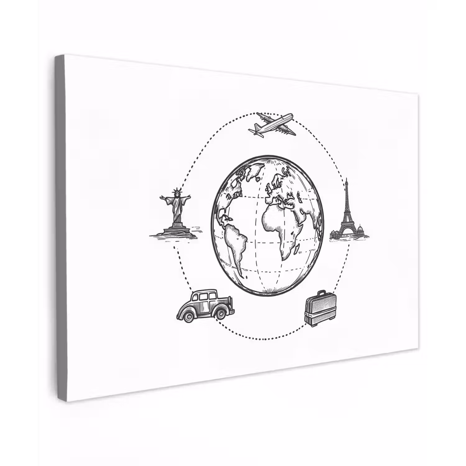 Wereldkaart - Beelden - Reis canvas 2cm klein -z3d