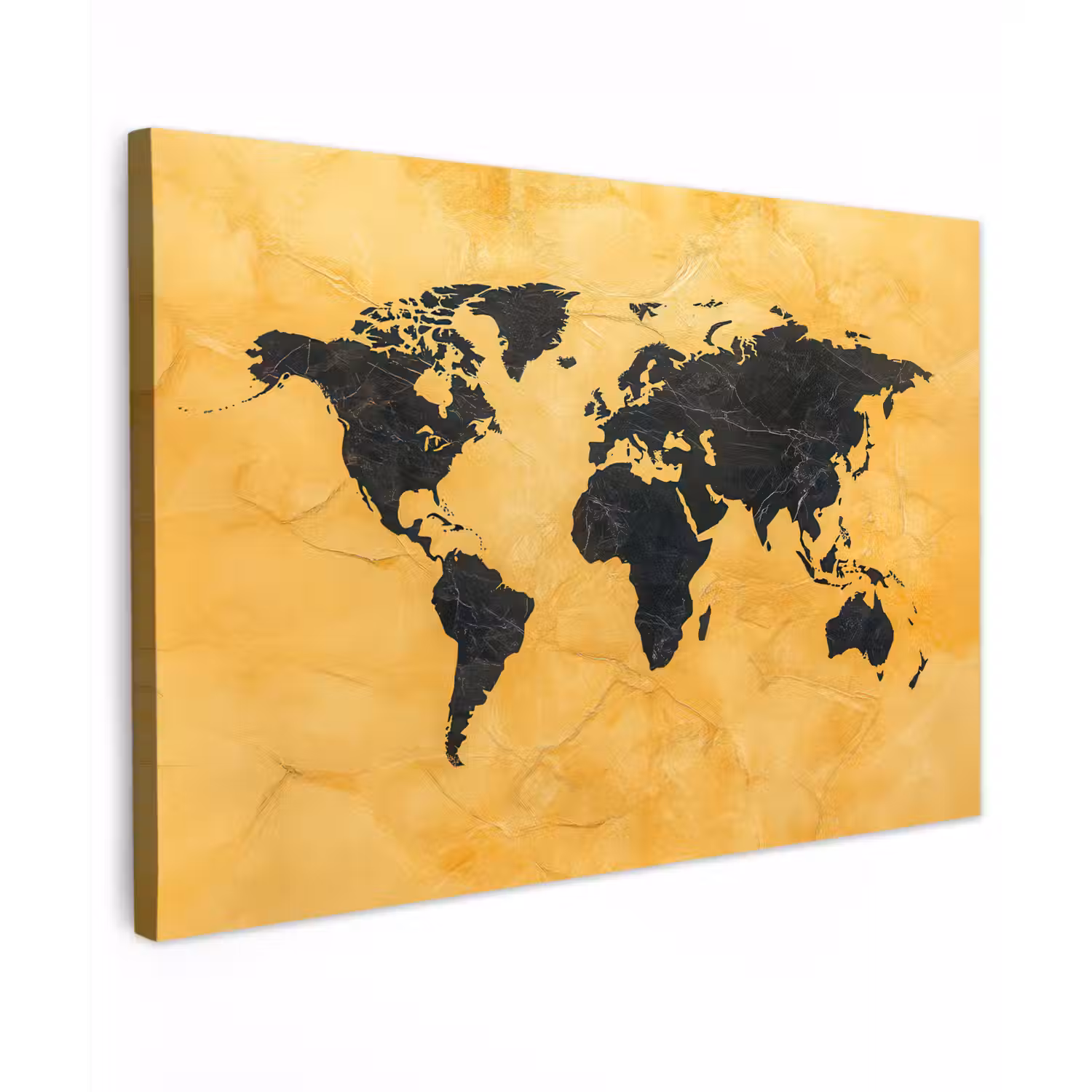 Wereldkaart - Stenen textuur - Goud canvas 2cm klein -z3d