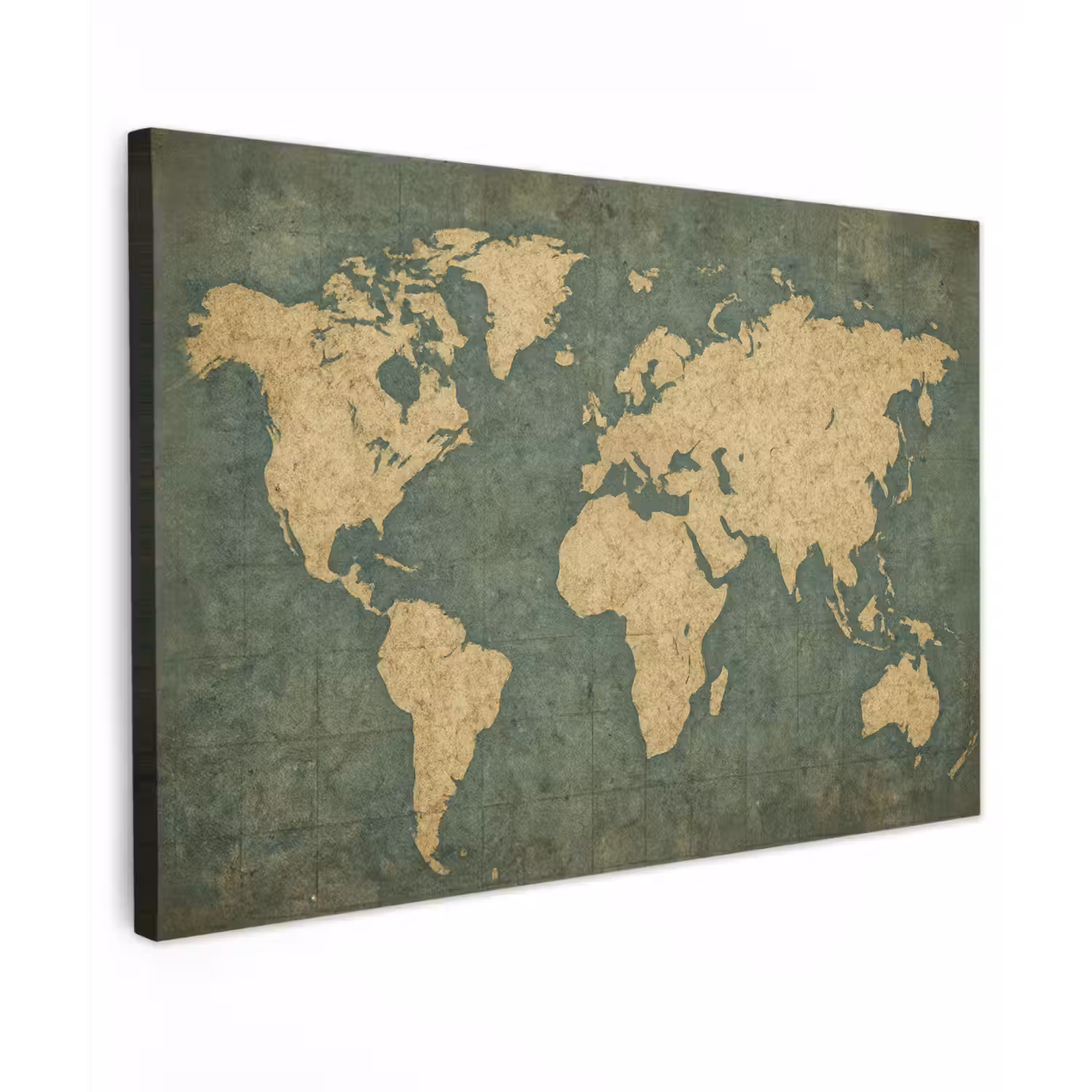 Wereldkaart - Verweerde uitstraling - Subtiel canvas 2cm klein -z3d