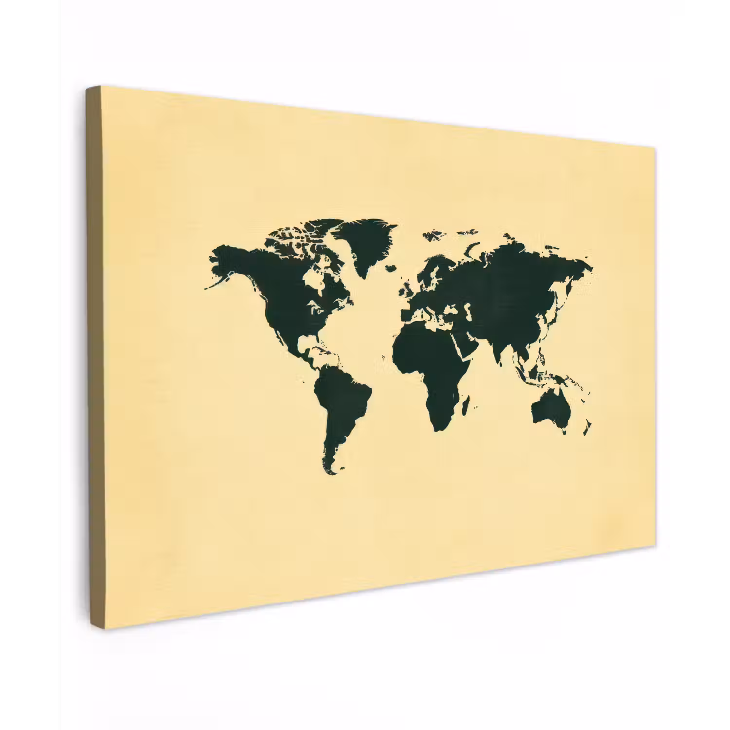 Wereldkaart - Vintage - Groen canvas 2cm klein -z3d