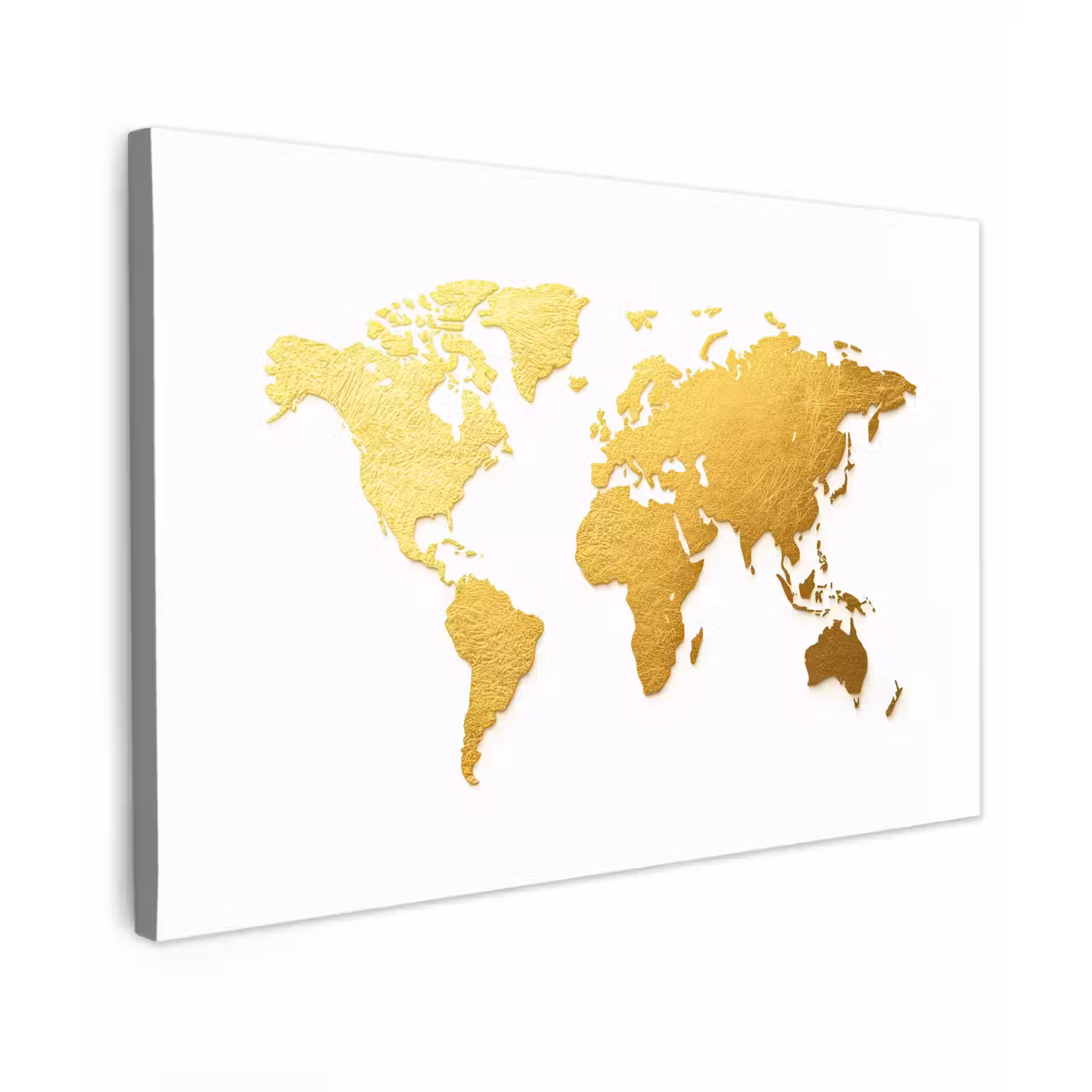 Wereldkaart - Wit - Leerachtig textuur canvas 2cm klein -z3d
