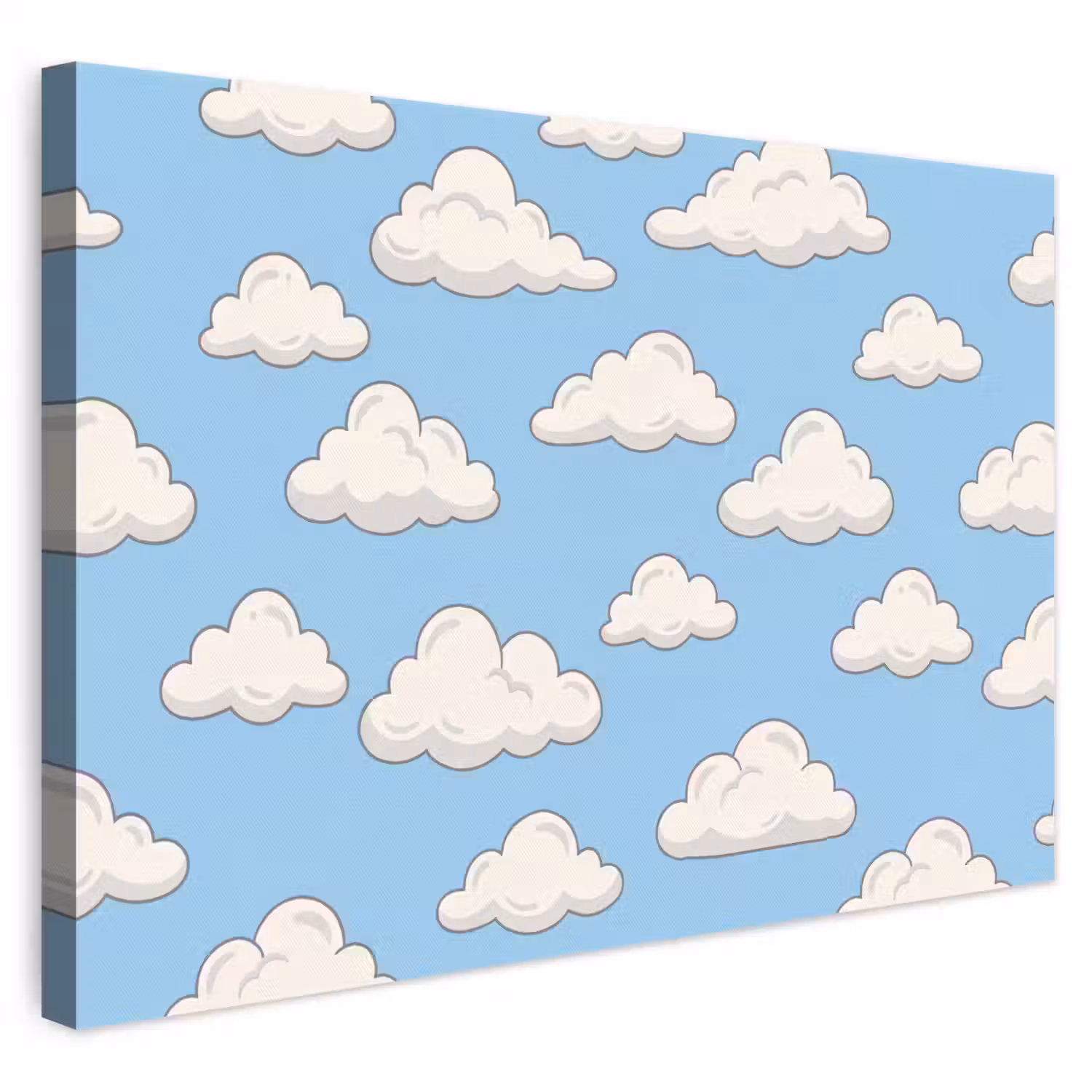 Wolk - Cartoon - Lucht - Blauw - Wit canvas 2cm klein -3d