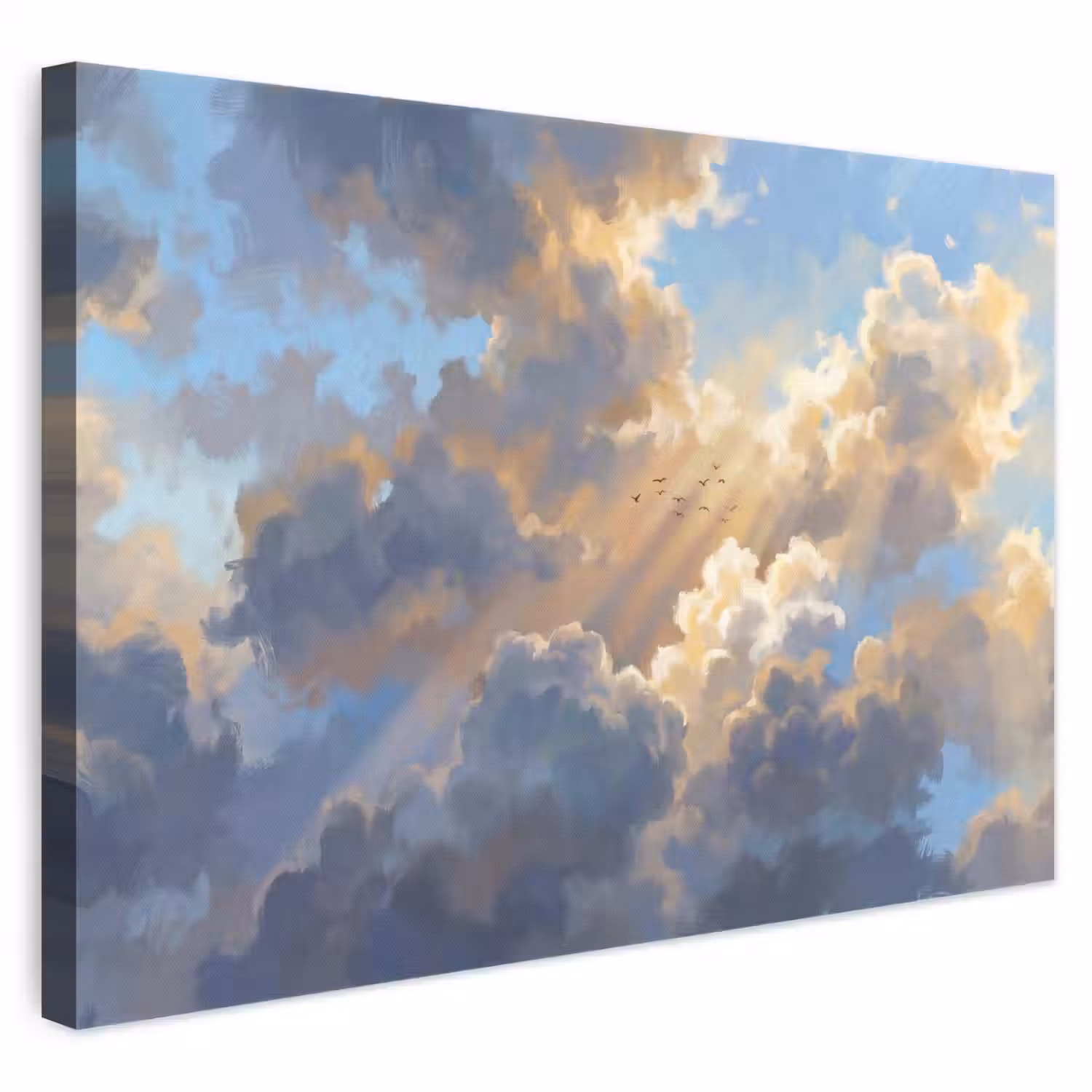 Wolken - Zonnestralen - Natuur - Abstract - Blauw canvas 2cm klein -3d
