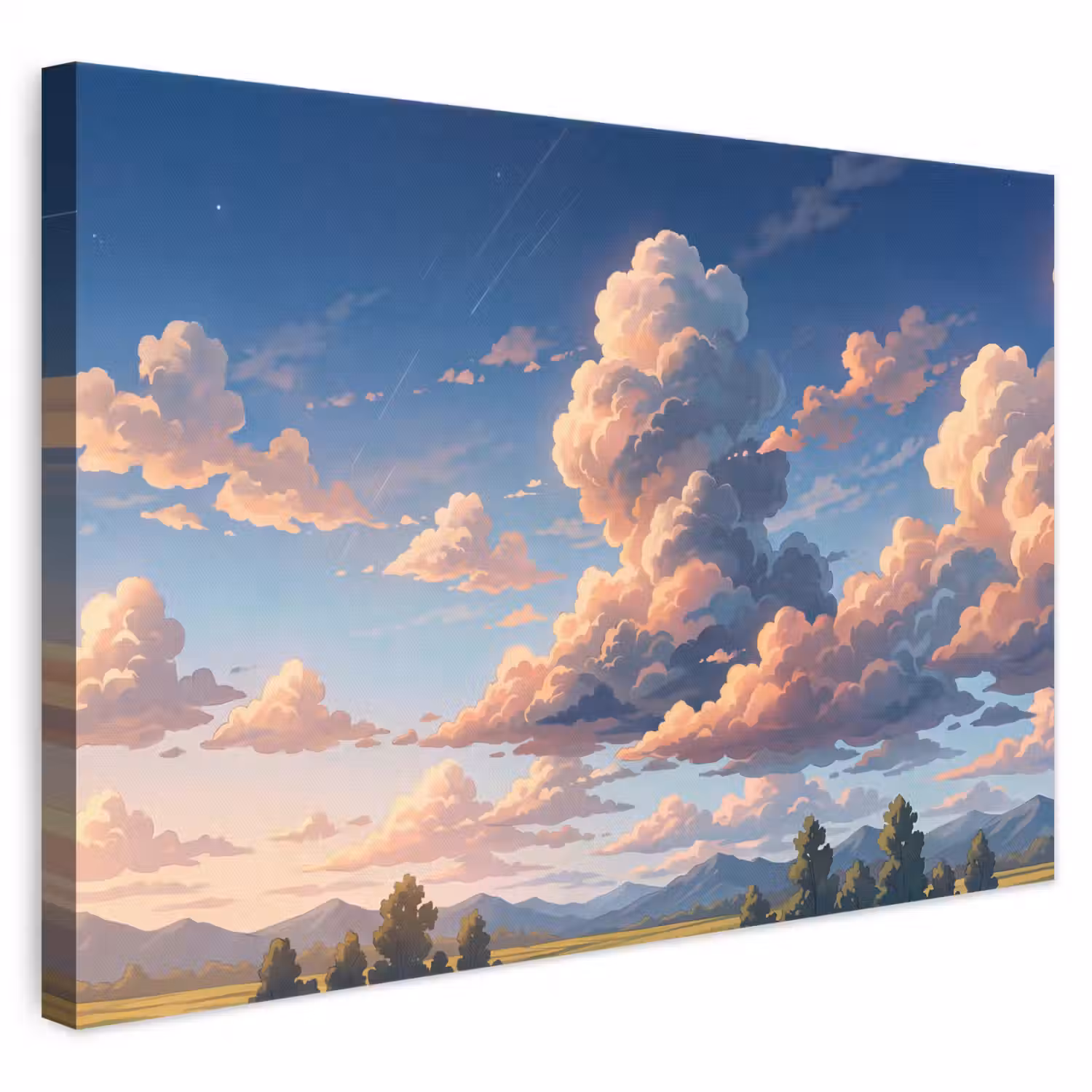 Wolken - Daghemel - Natuur - Illustratie - Oranje canvas 2cm klein -3d