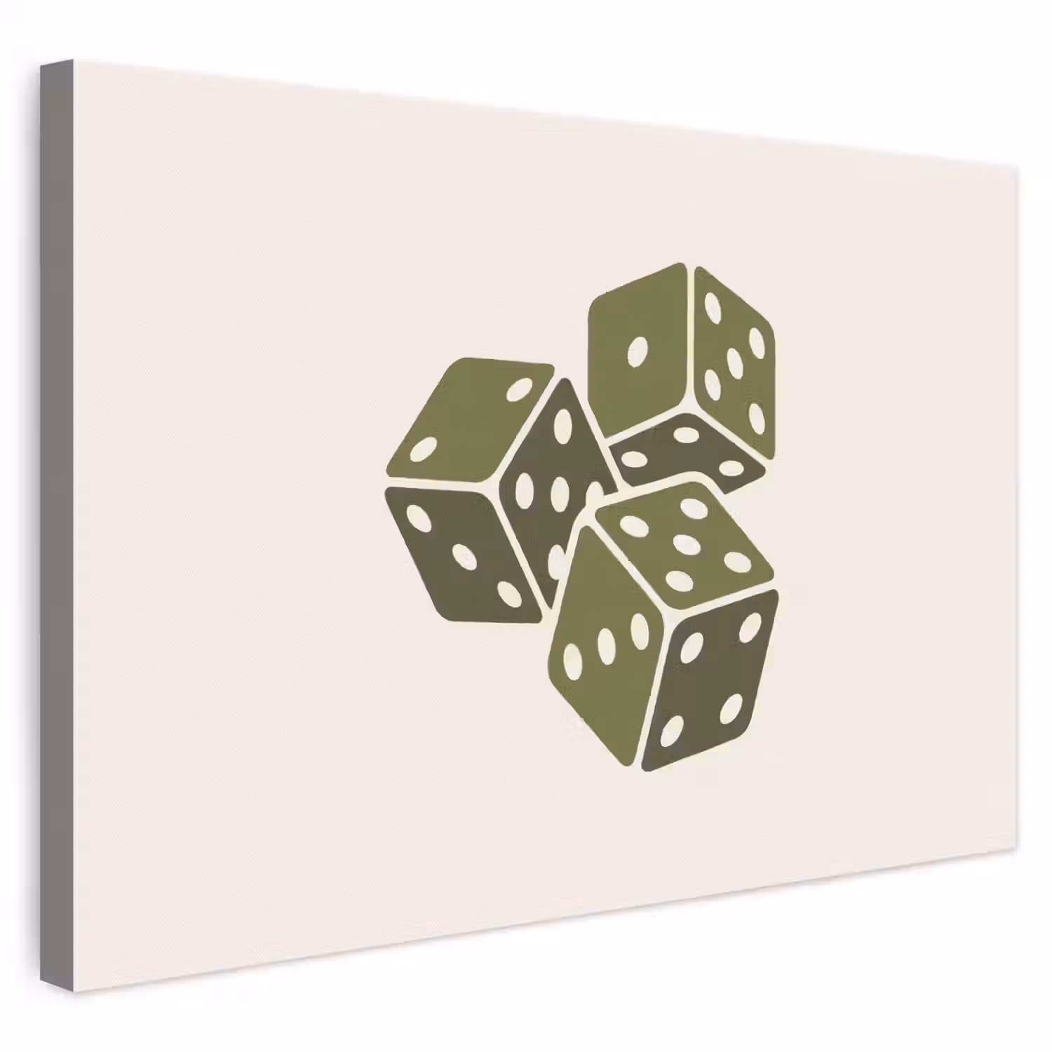 Dobbelsteen - Spel - Groen - Abstract canvas 2cm klein -3d