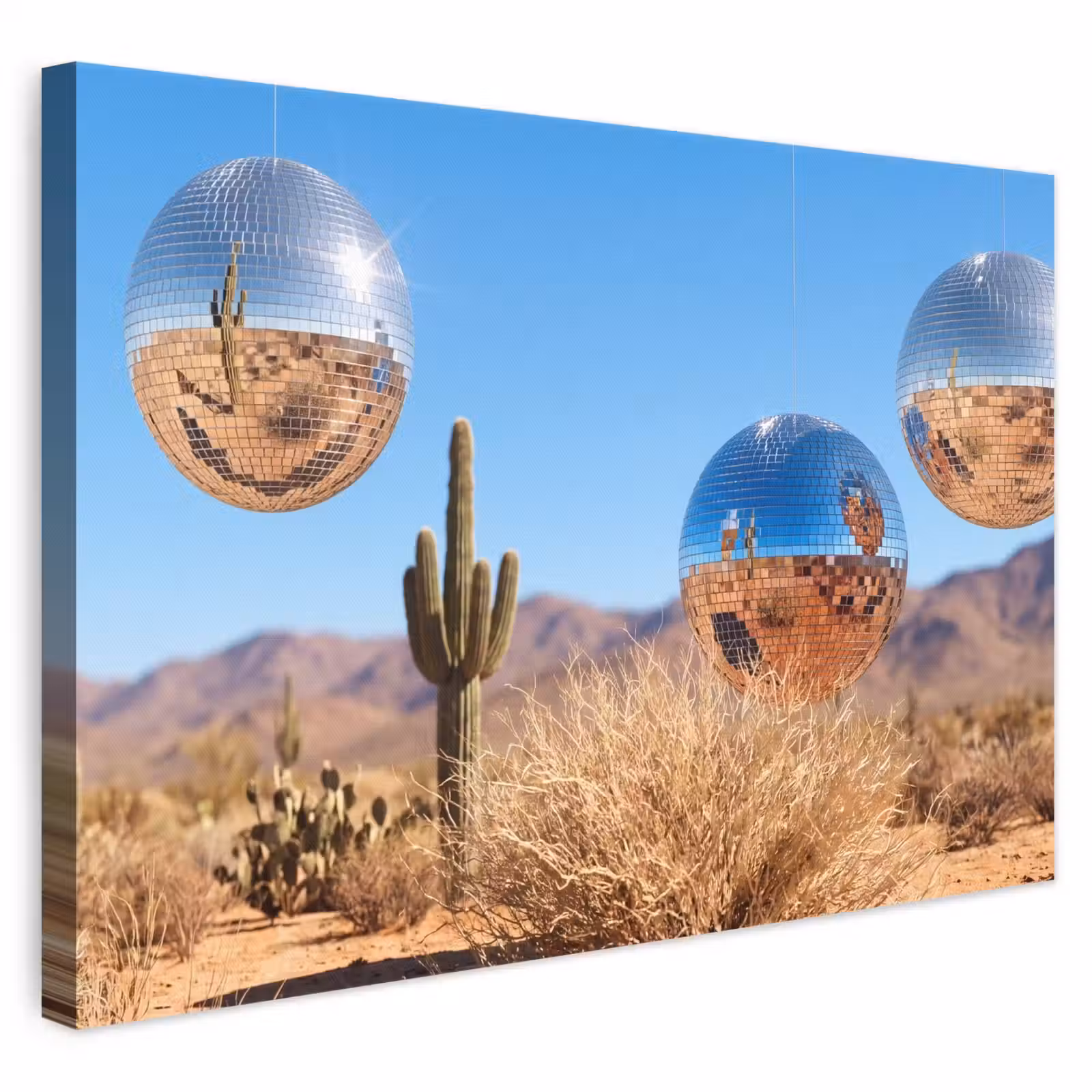 Leinwandbild - Wüste – Spiegelkugel – Kunst - Woestijn - Spiegelbal - Kunst canvas 2cm klein